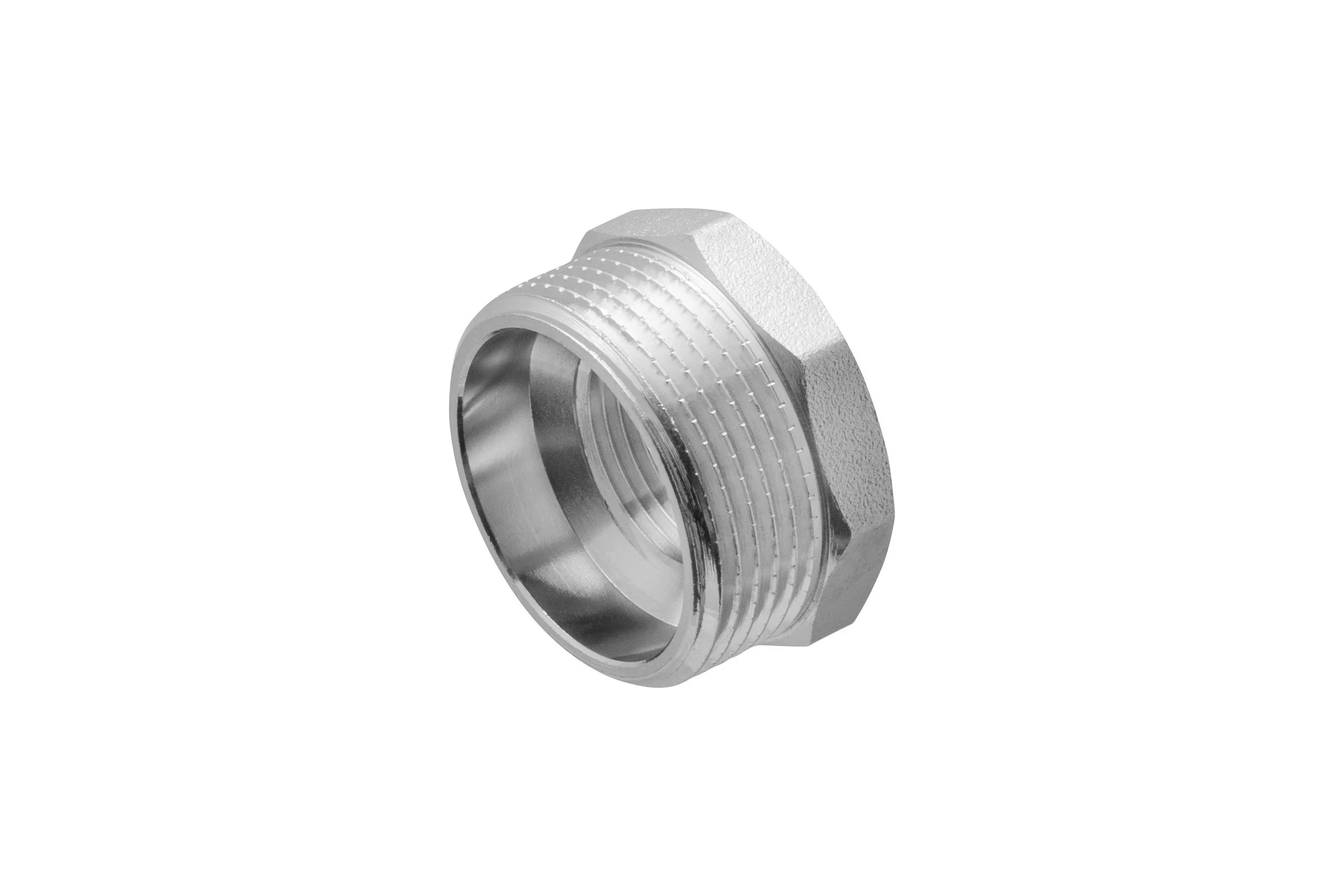 Футорка 1.1/4" х 3/4" сантехническая MPF переходник латунная никелированная наружная-внутренняя резьба ИС.072208