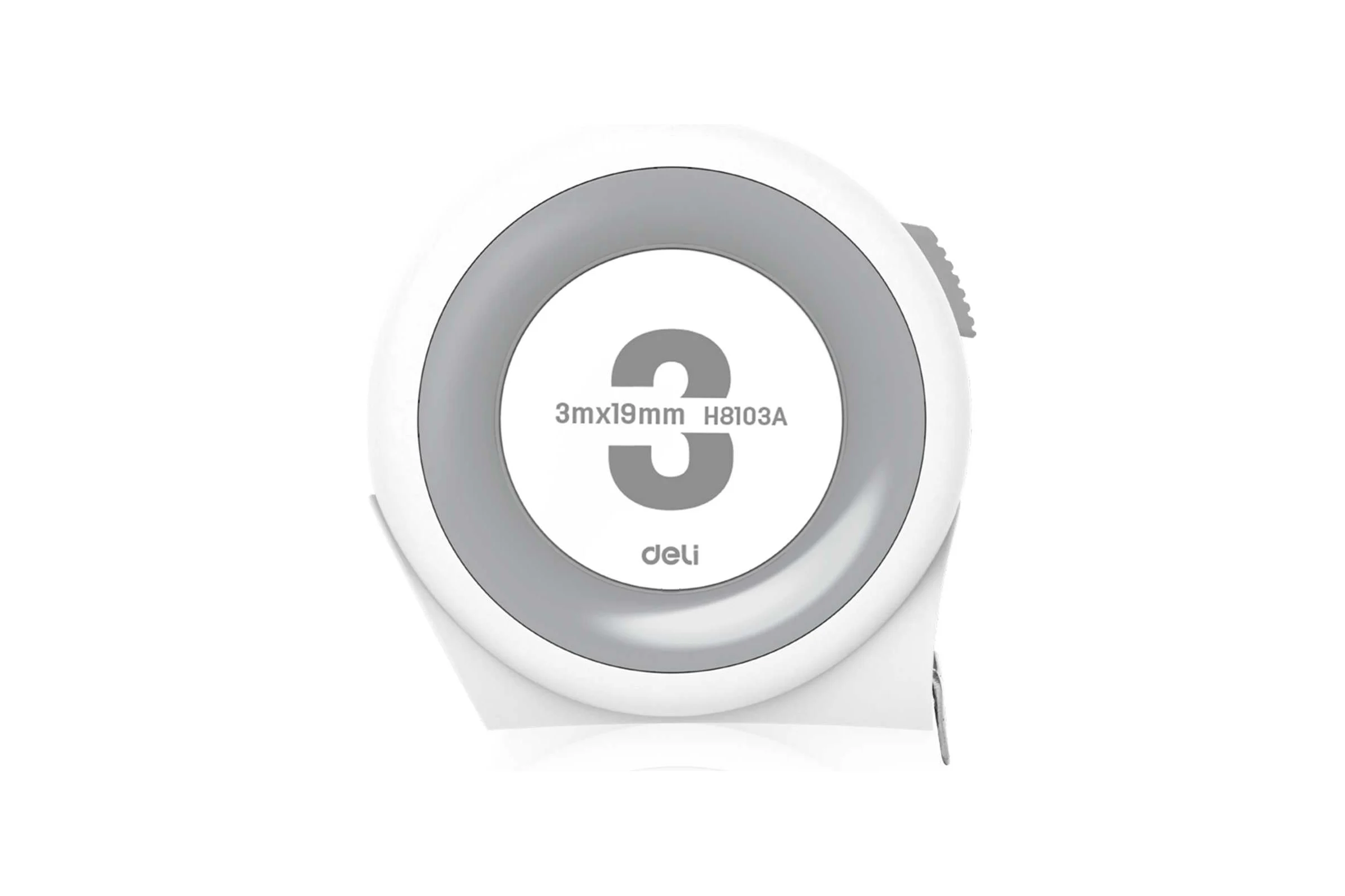 Рулетка DELI Home Series White H8103A 3м х 19мм (Эксклюзивный дизайн, софттач пластик, клипса, ремешок, подарочная упаковка) 177181