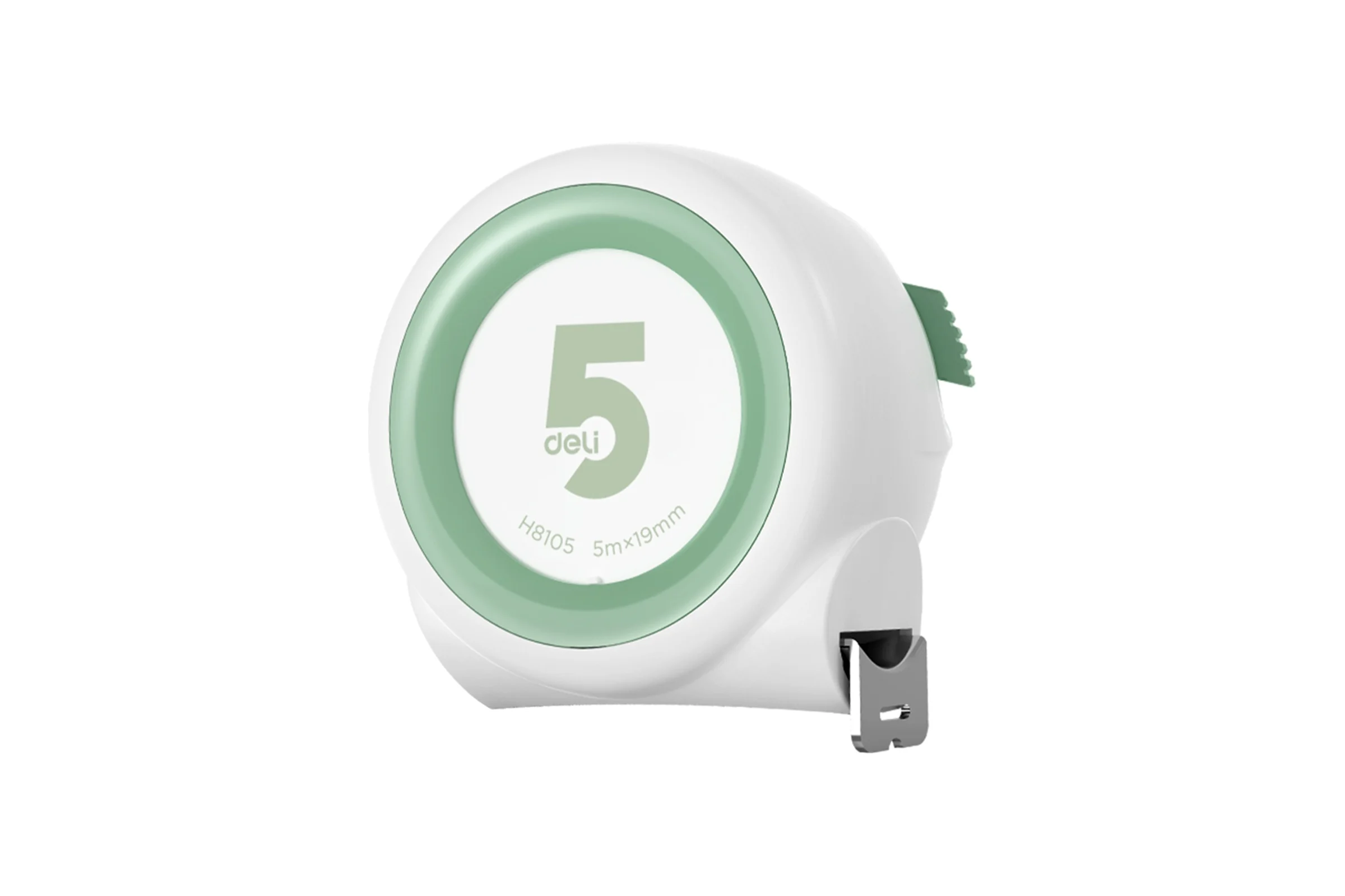 Рулетка DELI Home Series White H8105 5м х 19мм (Эксклюзивный дизайн, софттач пластик, клипса, ремешок) 177183