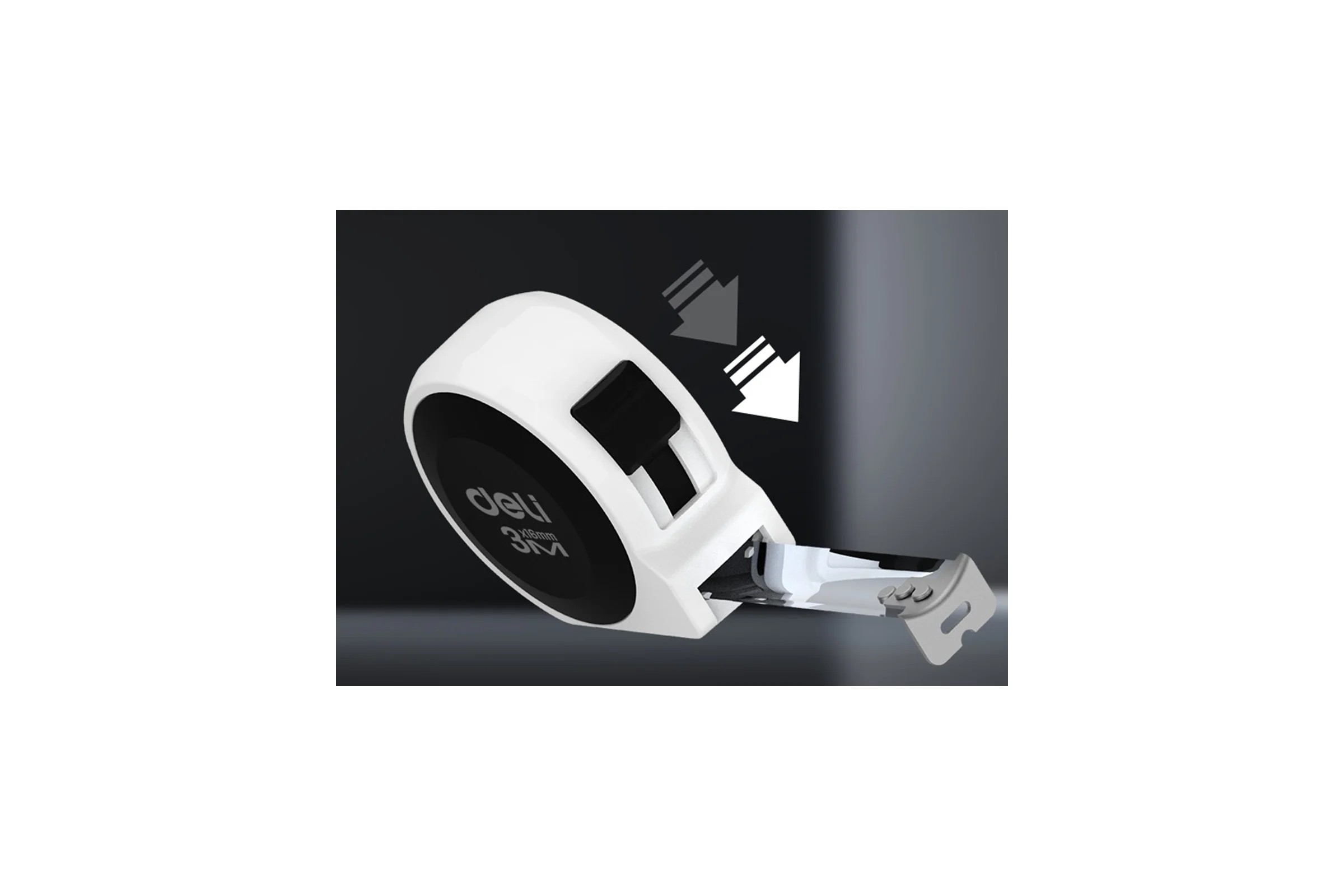 Рулетка DELI Home Series White H8003B 3м х 16мм (Эксклюзивный дизайн, софттач пластик, подарочная упаковка) 177187