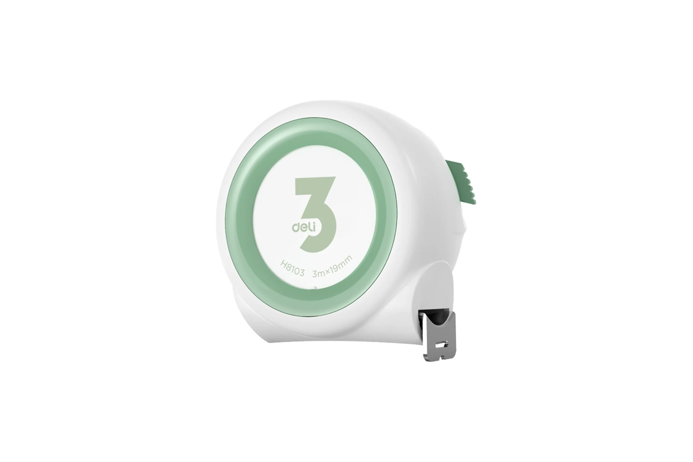 Рулетка DELI Home Series White H8103 3м х 19мм (Эксклюзивный дизайн, софттач пластик, клипса, ремешок) 177180