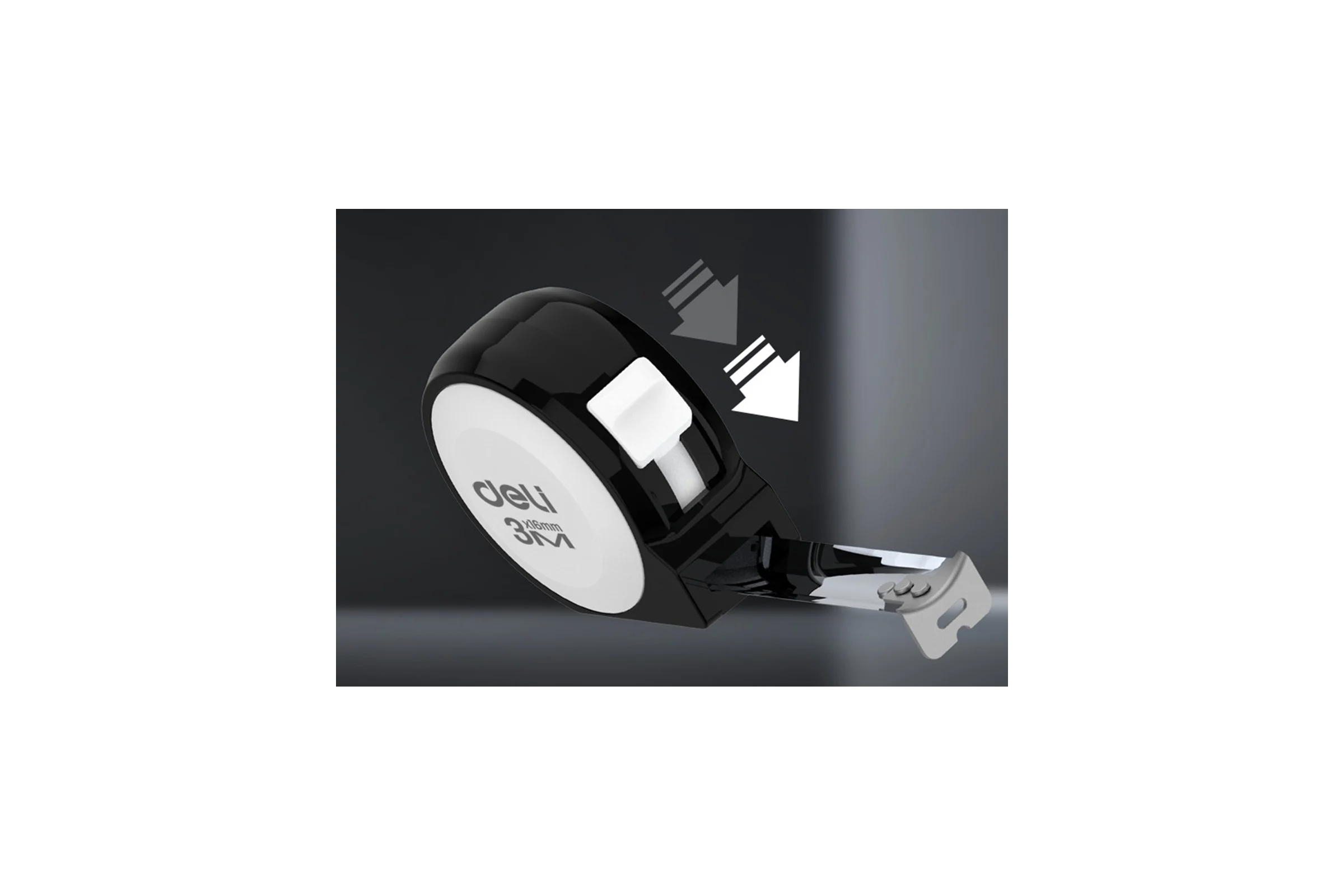 Рулетка DELI Home Series White H8003A 3м х 16мм (Эксклюзивный дизайн, софттач пластик, подарочная упаковка) 177186