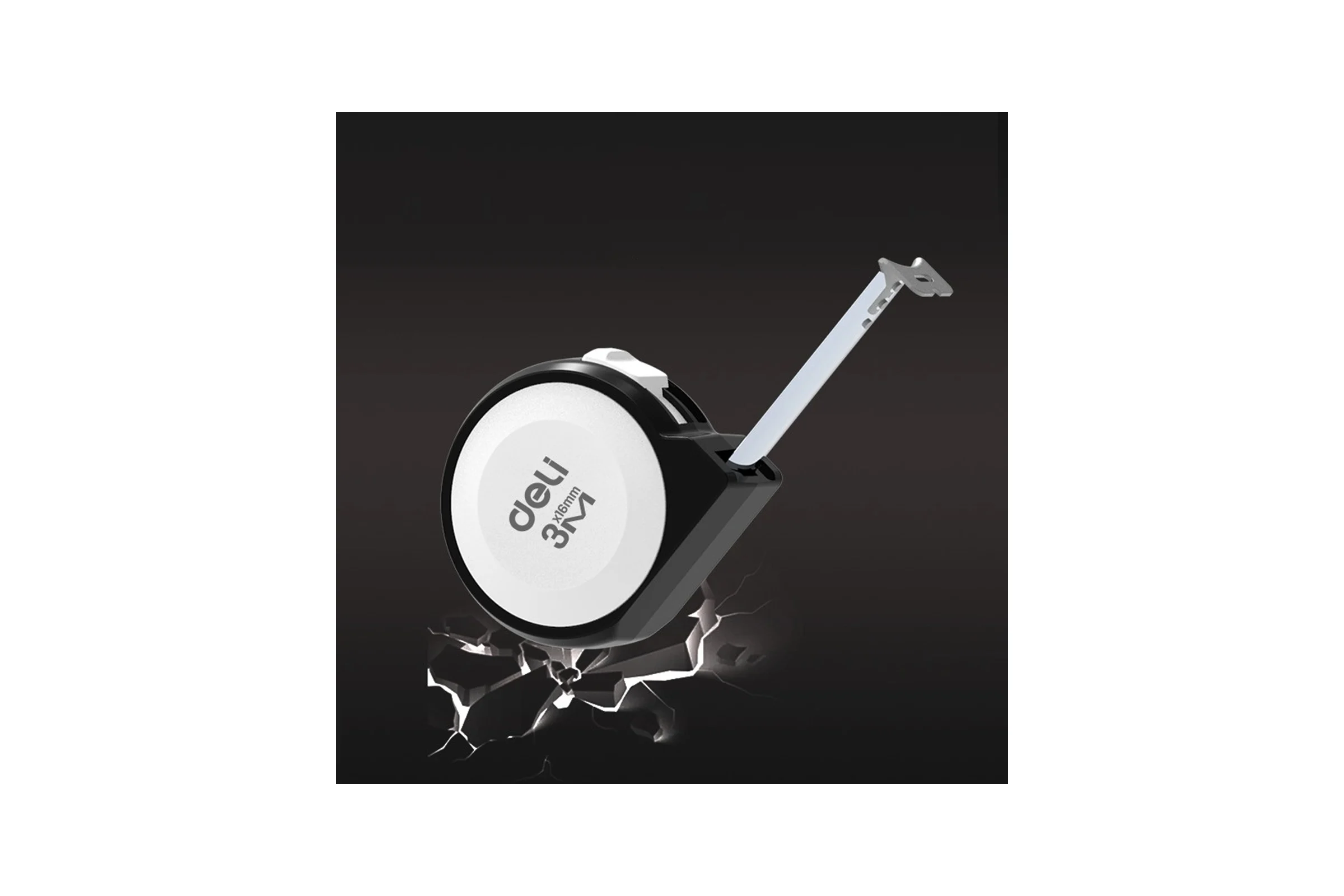 Рулетка DELI Home Series White H8003A 3м х 16мм (Эксклюзивный дизайн, софттач пластик, подарочная упаковка) 177186