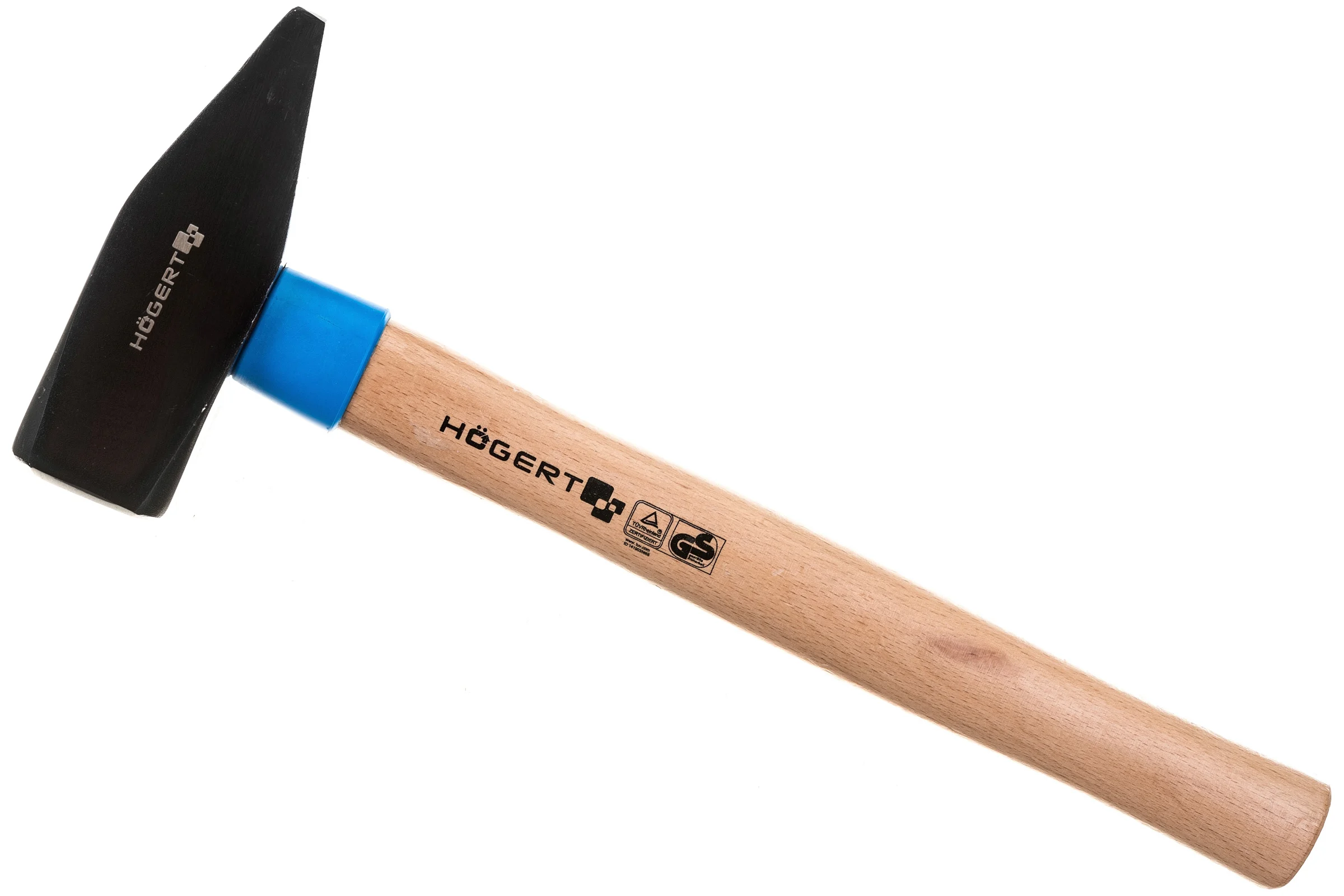 Слесарный молоток HOEGERT TECHNIK кованый, 2000 г, с деревянной рукояткой HT3B020
