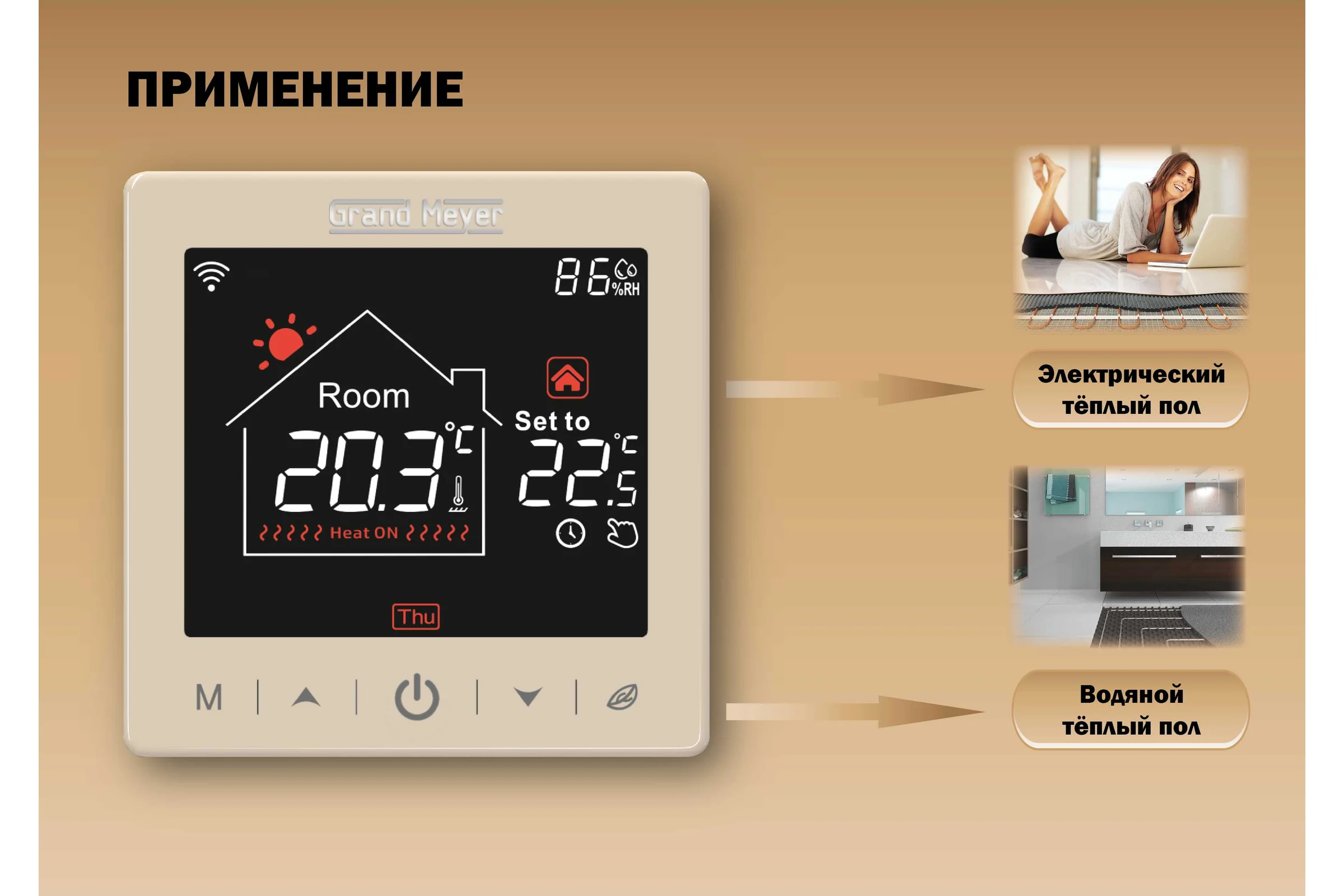 Терморегулятор Grand Meyer Wi-Fi золотой SN-15