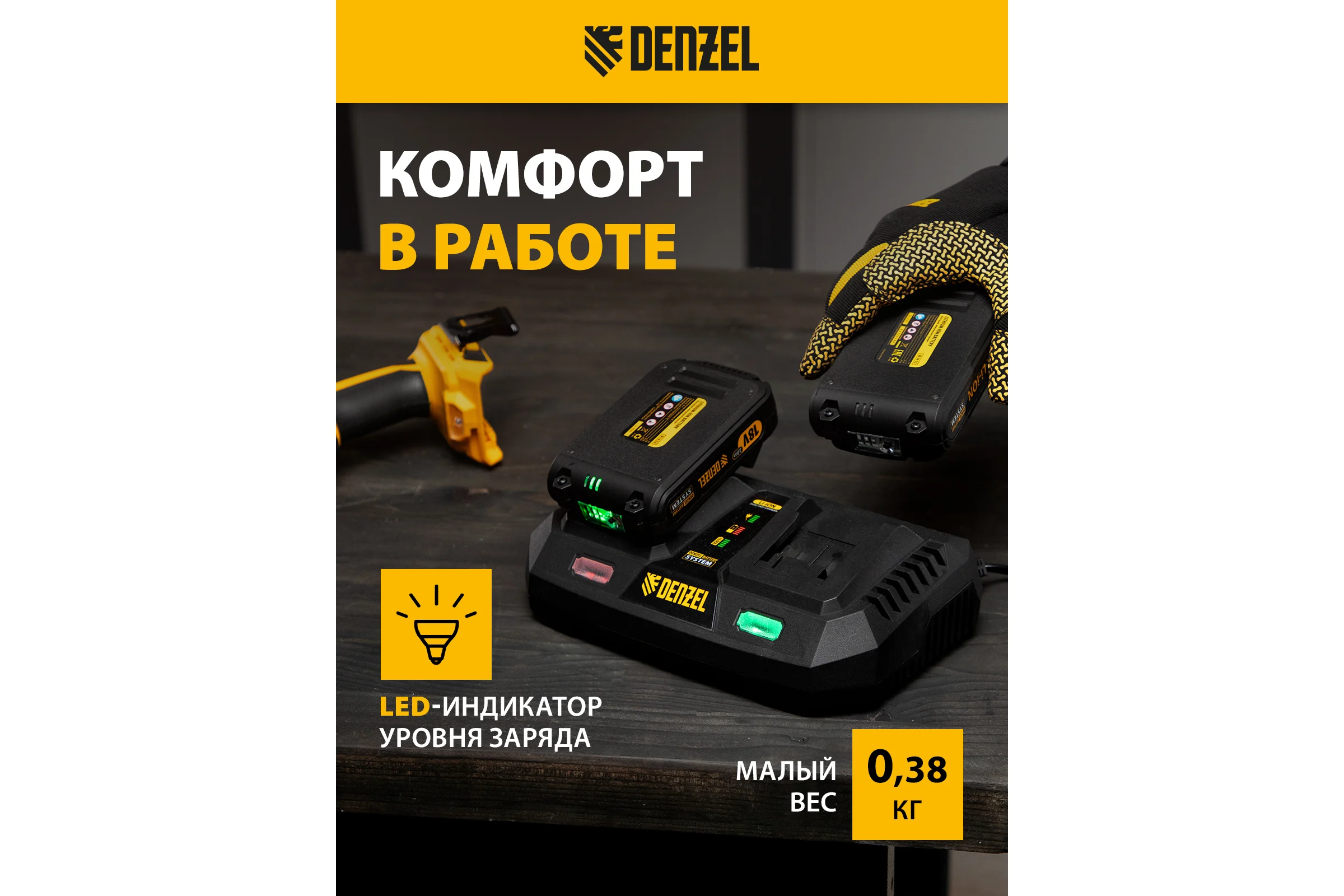 Батарея аккумуляторная IB-18-2.0 (2.0 Ач; 18 В; Li-Ion) Denzel 28433