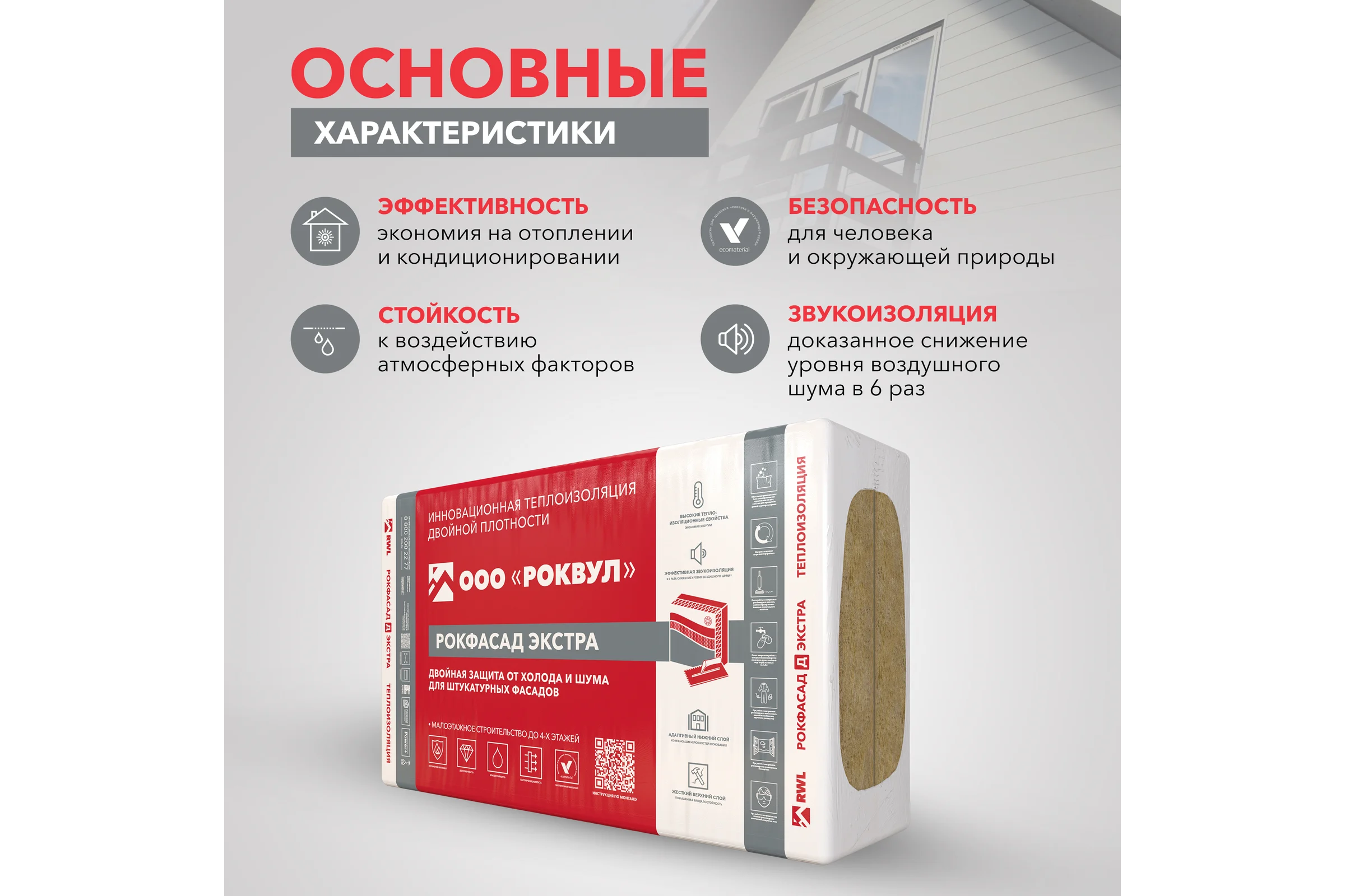 Теплоизоляционные плиты RWL РОКФАСАД Д ЭКСТРА 1000x600x150 мм ГП-338409
