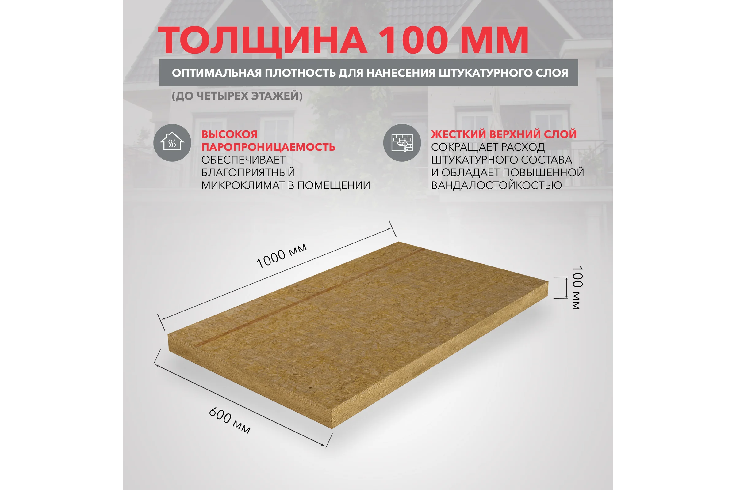 Теплоизоляционные плиты RWL РОКФАСАД Д ЭКСТРА 1000x600x100 мм ГП-338395