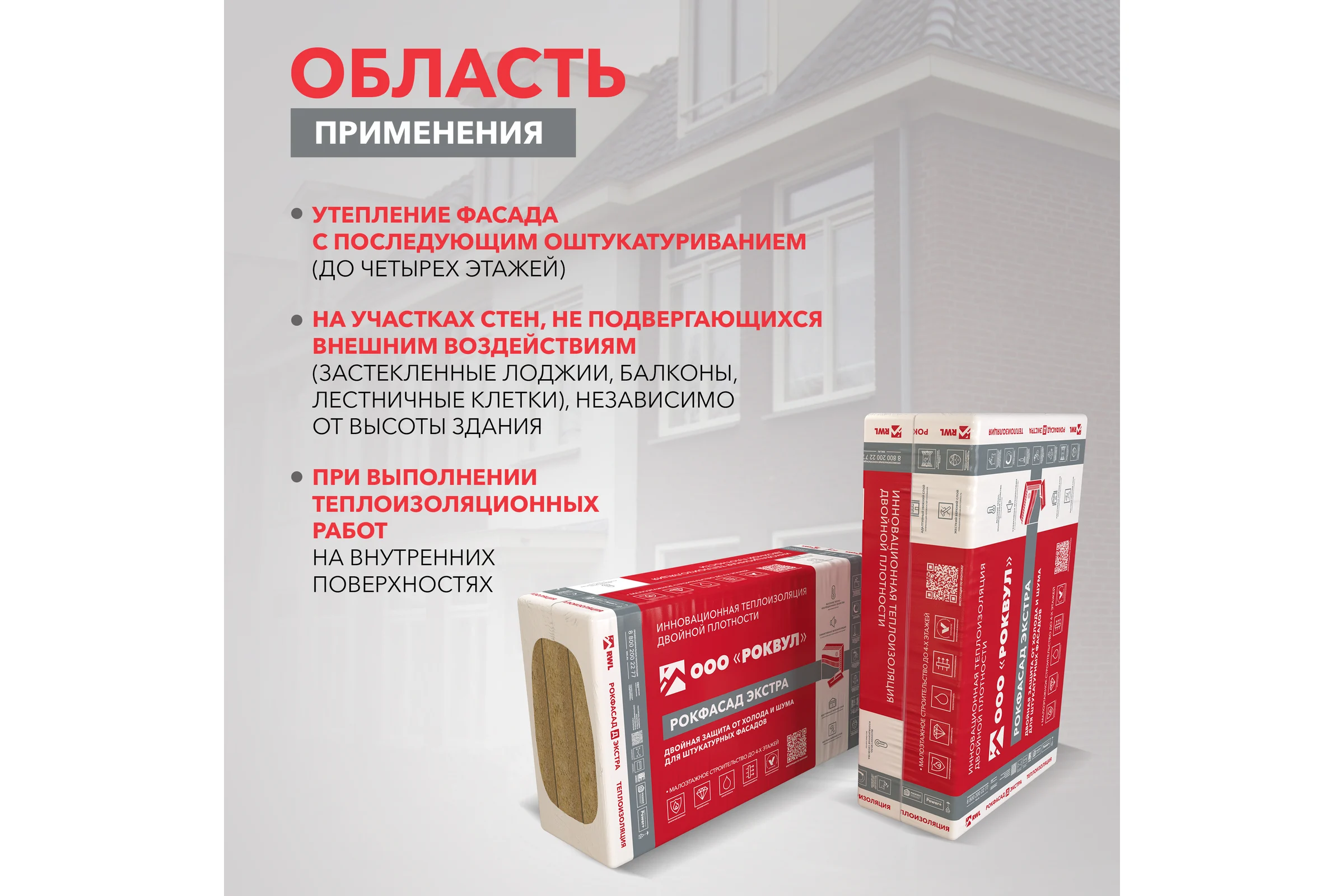 Теплоизоляционные плиты RWL РОКФАСАД Д ЭКСТРА 1000x600x100 мм ГП-338395