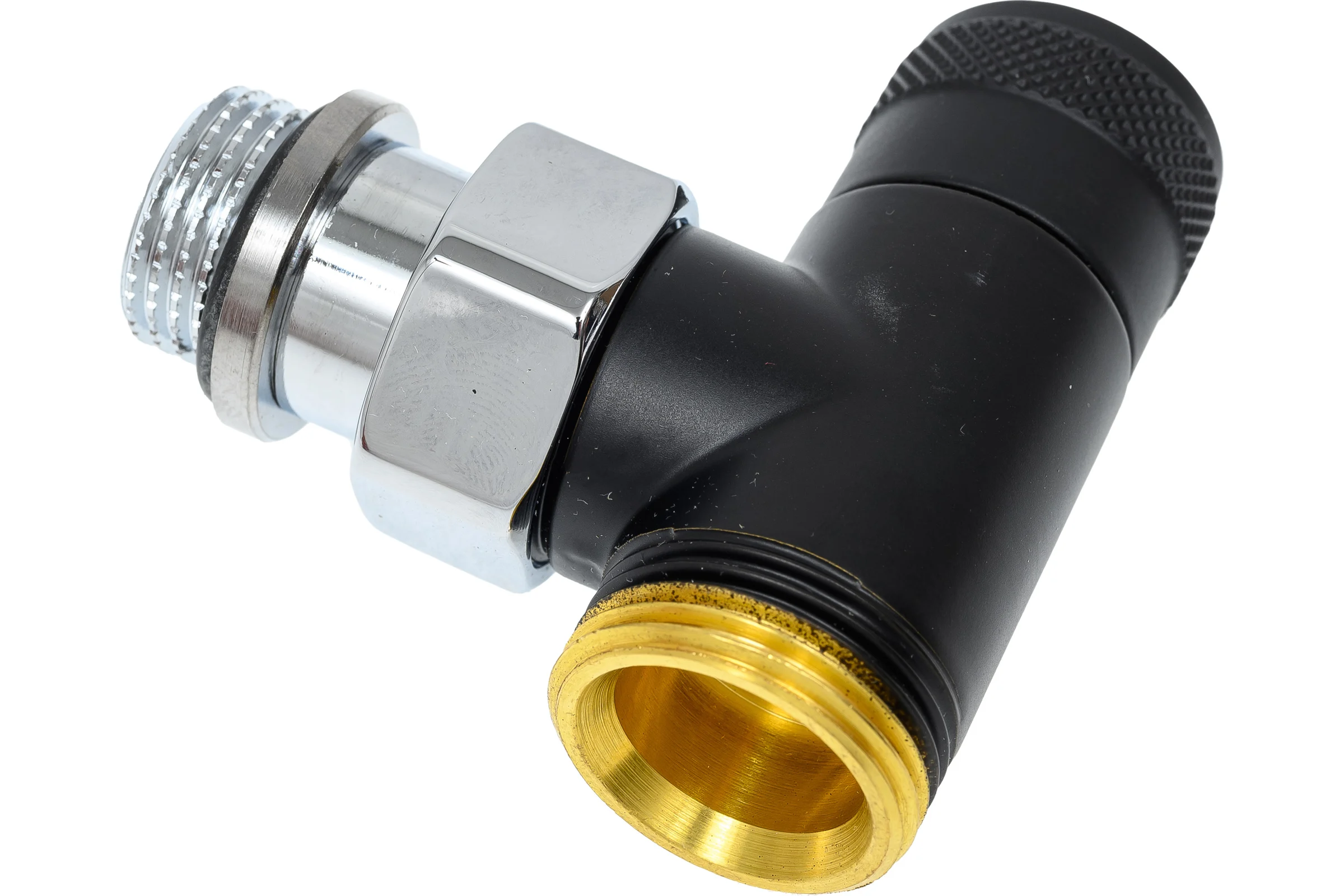 Угловой запорный вентиль SR Rubinetterie Tondera 1/2"х3/4" E, черный 0673-1500VCES