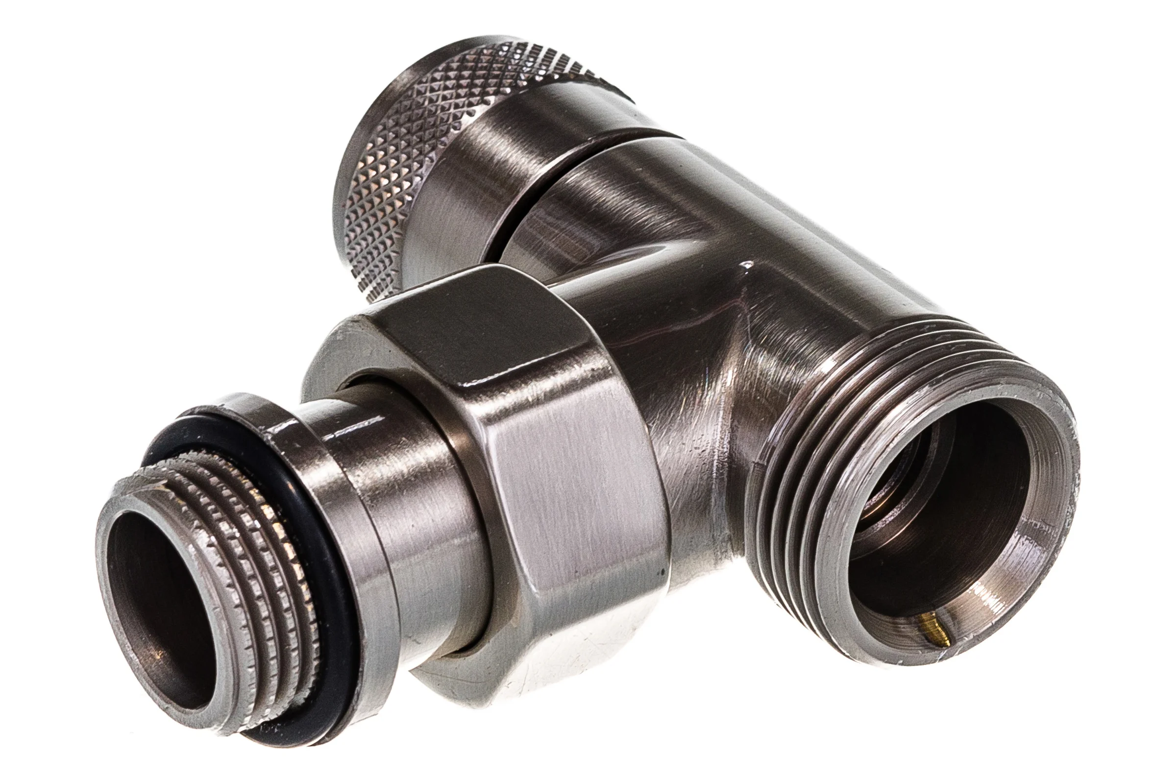 Угловой запорный вентиль SR Rubinetterie Tondera 1/2"х3/4" E, матовый никель 0673-1500NSE0