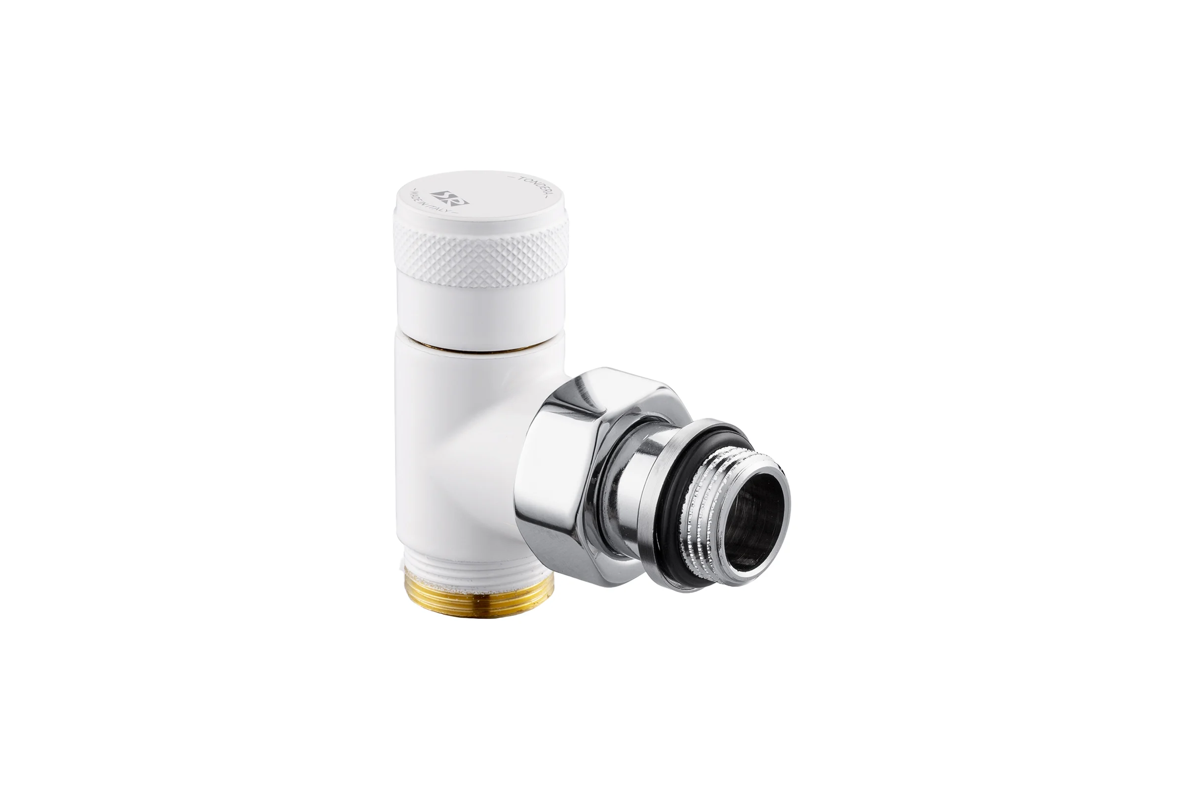 Угловой запорный вентиль SR Rubinetterie Tondera 1/2"х3/4" E, белый 0673-1500VCEA