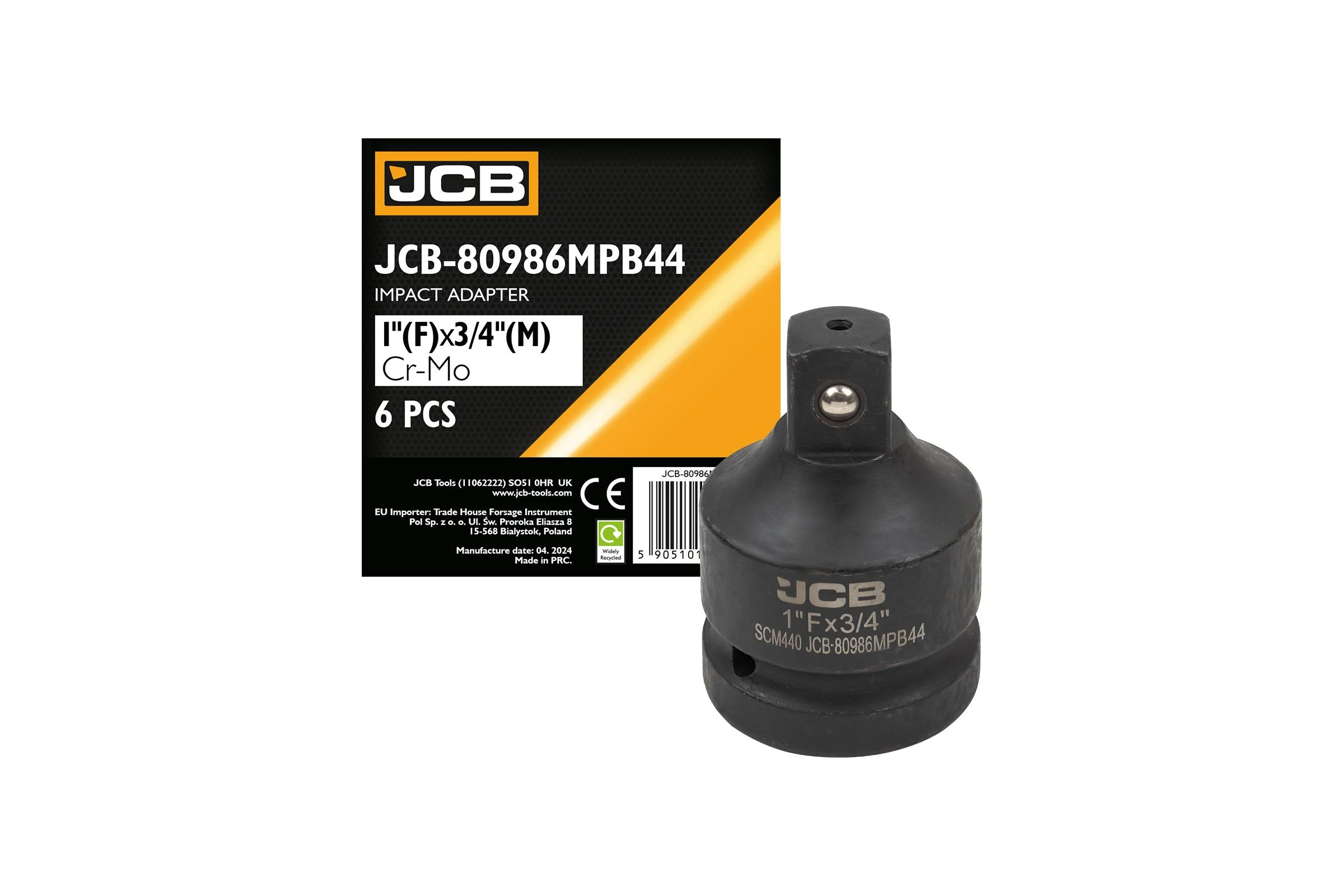 Адаптер-переходник ударный JCB 1(F) х 3/4(M) (усиленный, сталь SCM440) JCB-80986MPB44(59537)