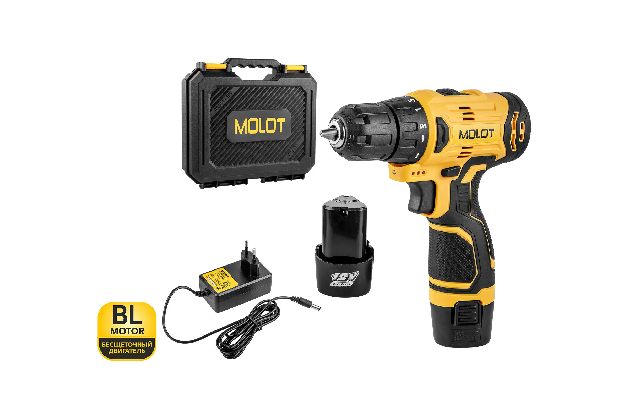 Аккумуляторная дрель-шуруповерт MOLOT MBD 1213 Dli в чемодане 1335567
