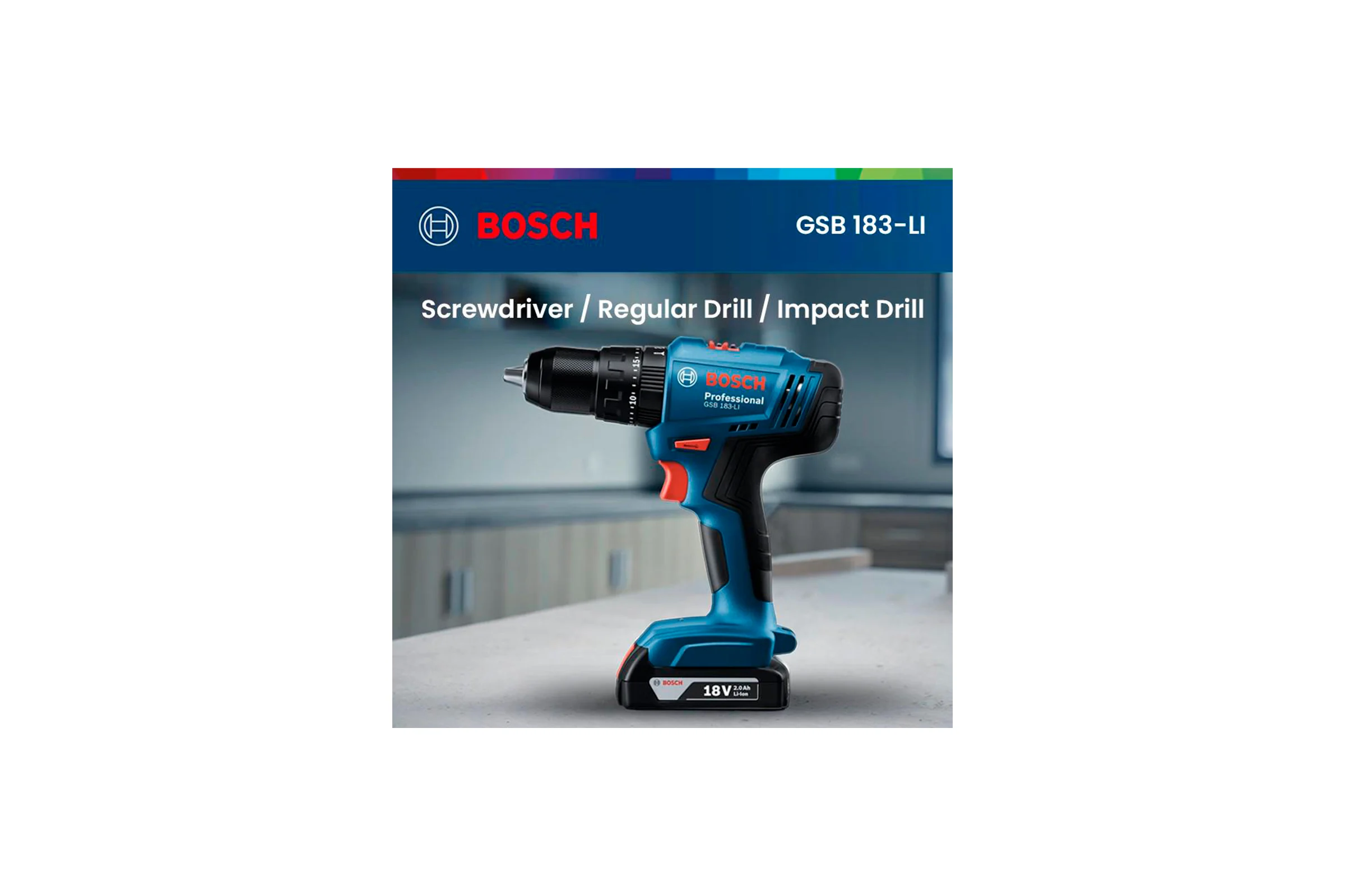 Аккумуляторный ударный шуруповерт Bosch GSB 183-LI 06019K9180