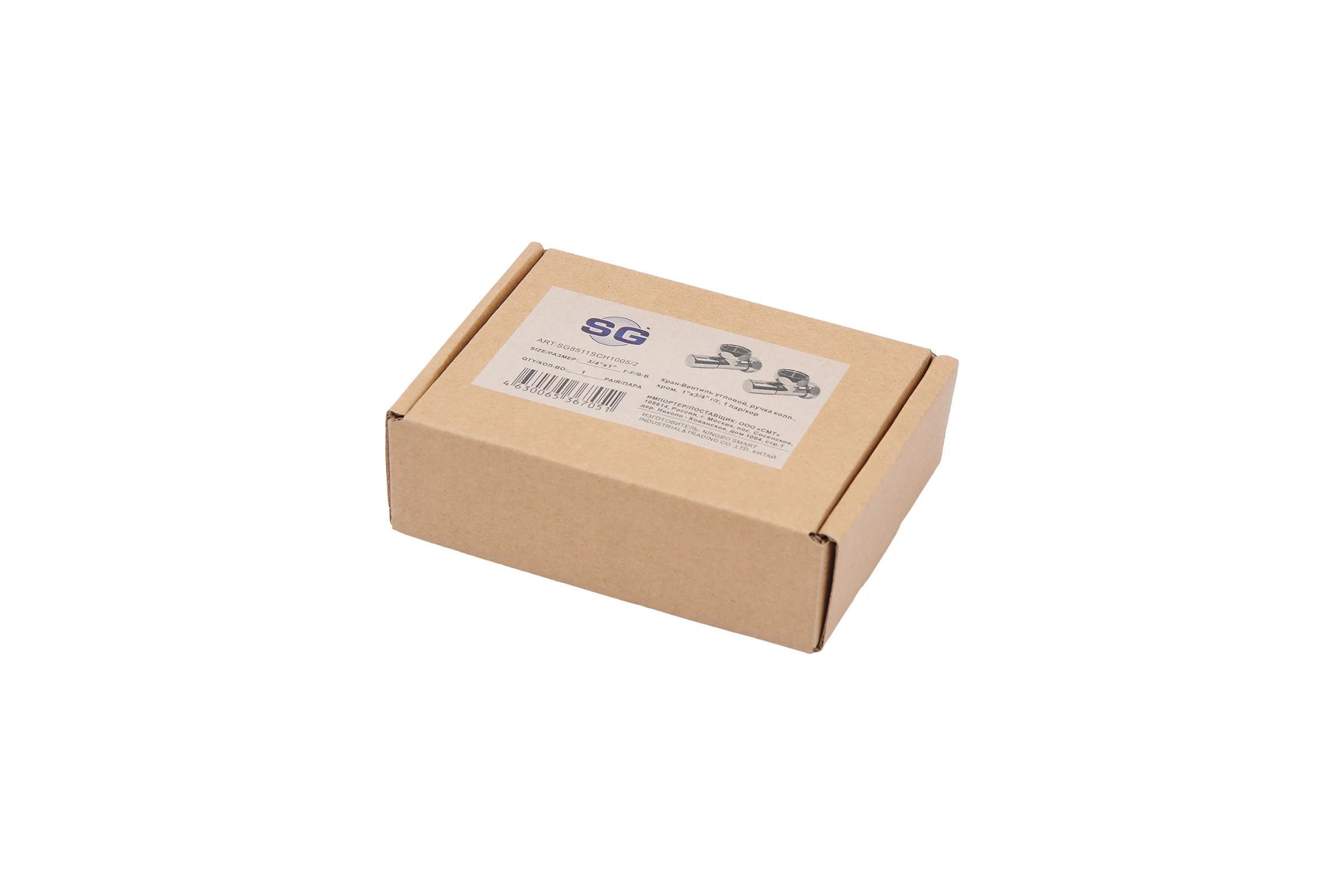 Угловой кран-вентиль SG, ручка колпак, хром, 1х3/4 г/г, 2 шт 8511SCH1005/2