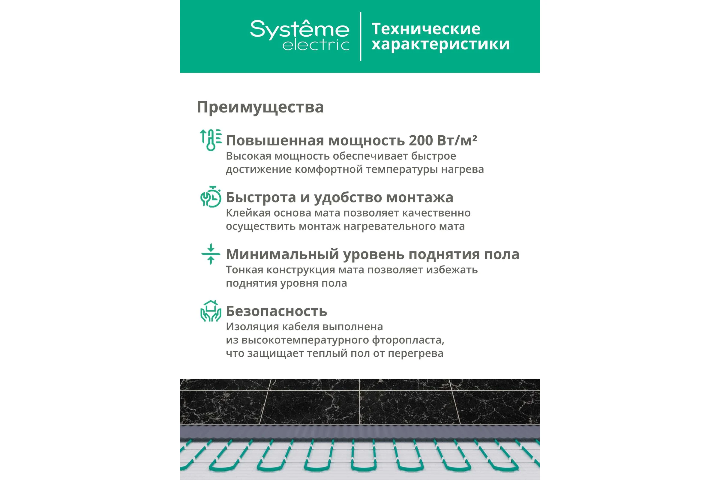 Теплый пол мат нагревательный Systeme Electric STEP TURBO 200 Вт/м2, 800 Вт, 4 м2 STM200040