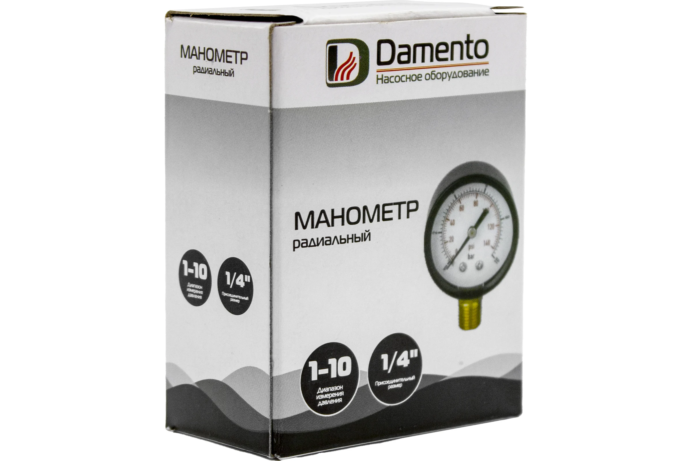 Манометр радиальный Damento, 1-10 бaр, 1/4", 1/200 023661