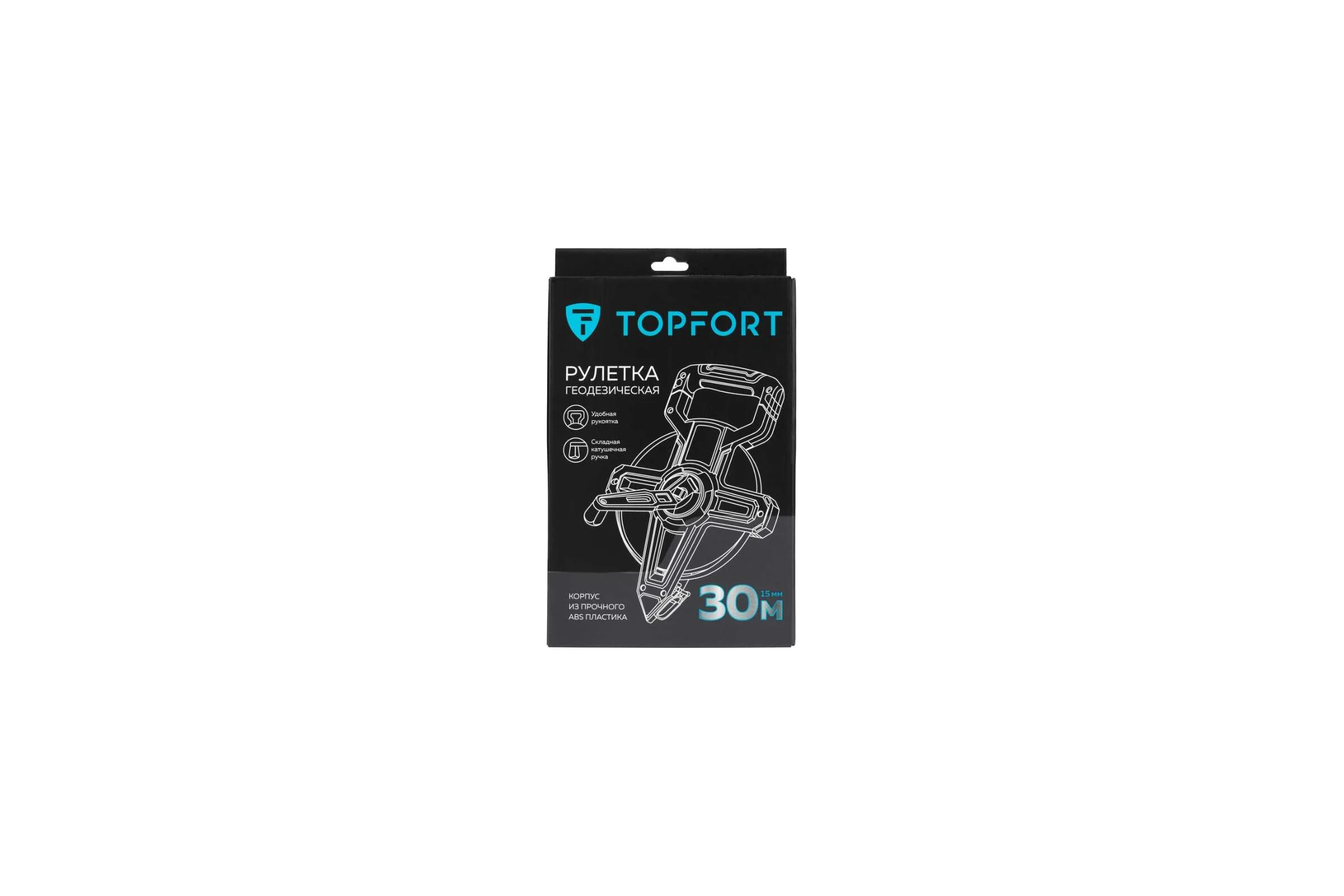 Рулетка TOPFORT GEO 30мх15мм, пластиковый корпус, металл 2019141