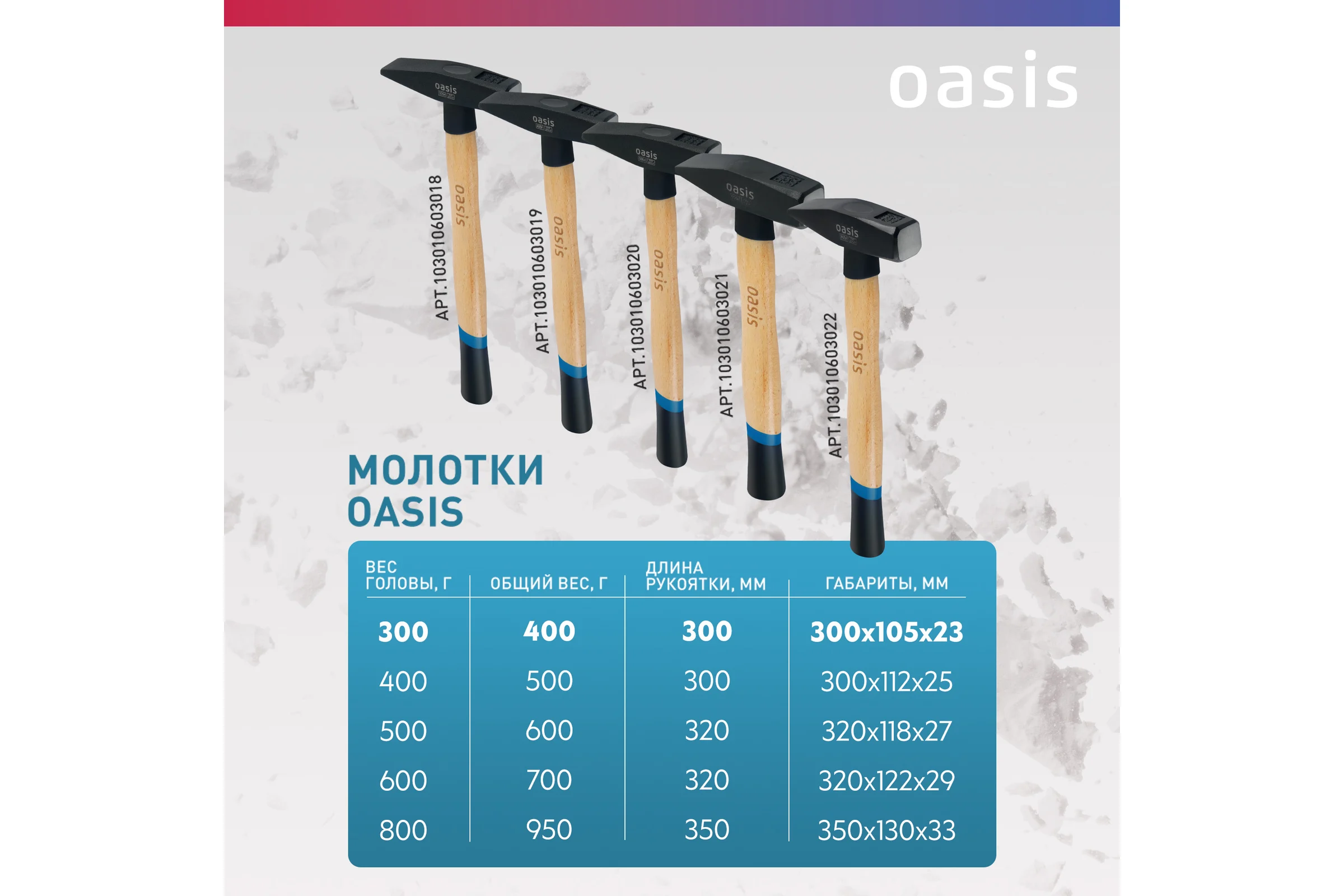 Слесарный молоток OASIS с деревянной рукояткой и защитным кожухом 300 г 103010603018