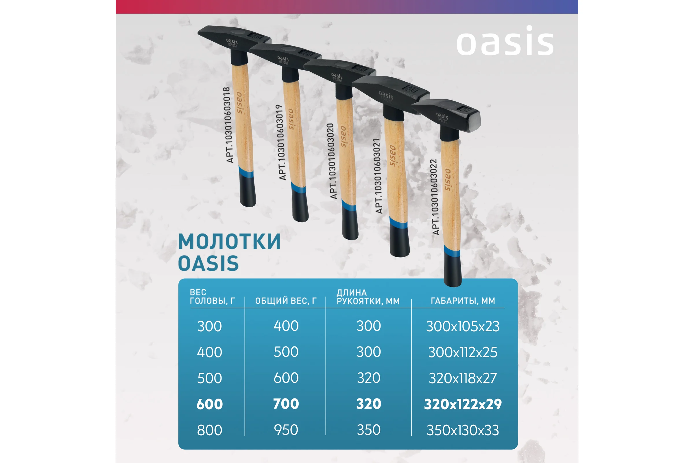 Слесарный молоток OASIS с деревянной рукояткой и защитным кожухом 600 г 103010603021