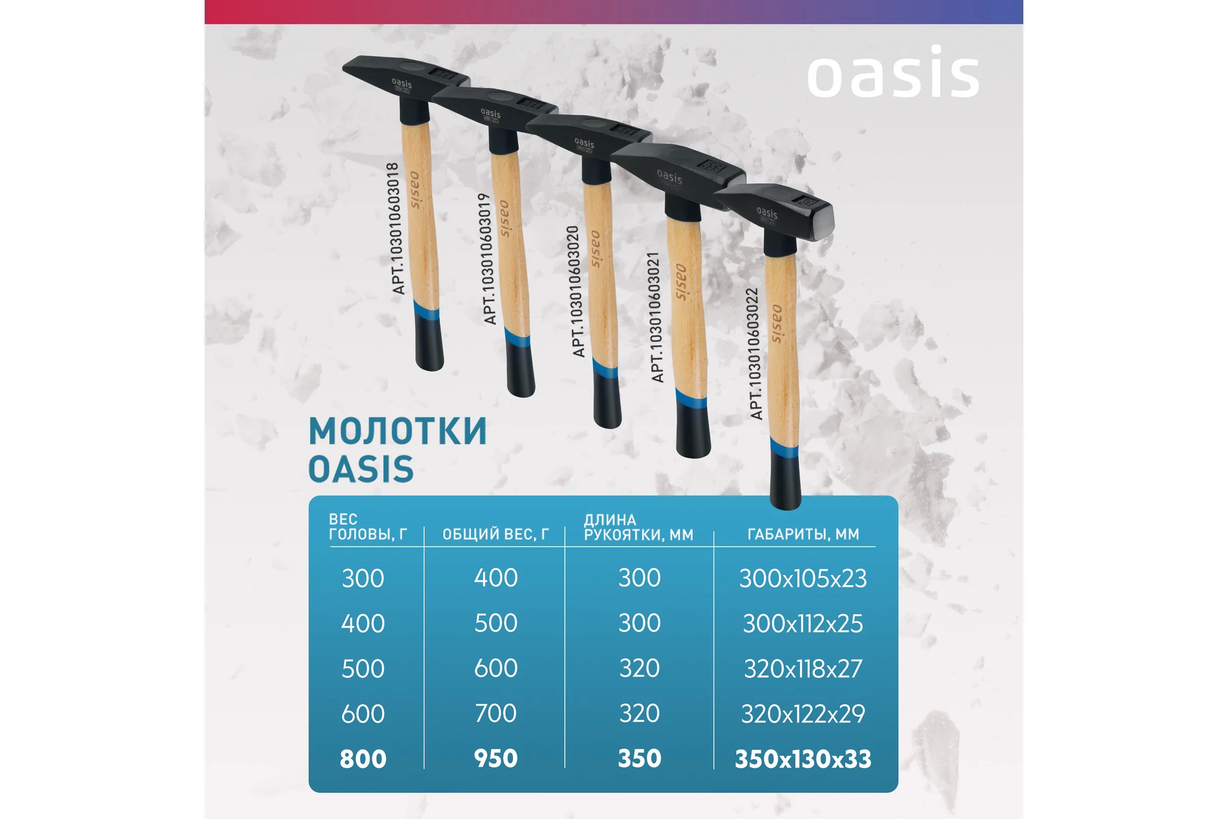Слесарный молоток OASIS с деревянной рукояткой и защитным кожухом 800 г 103010603022