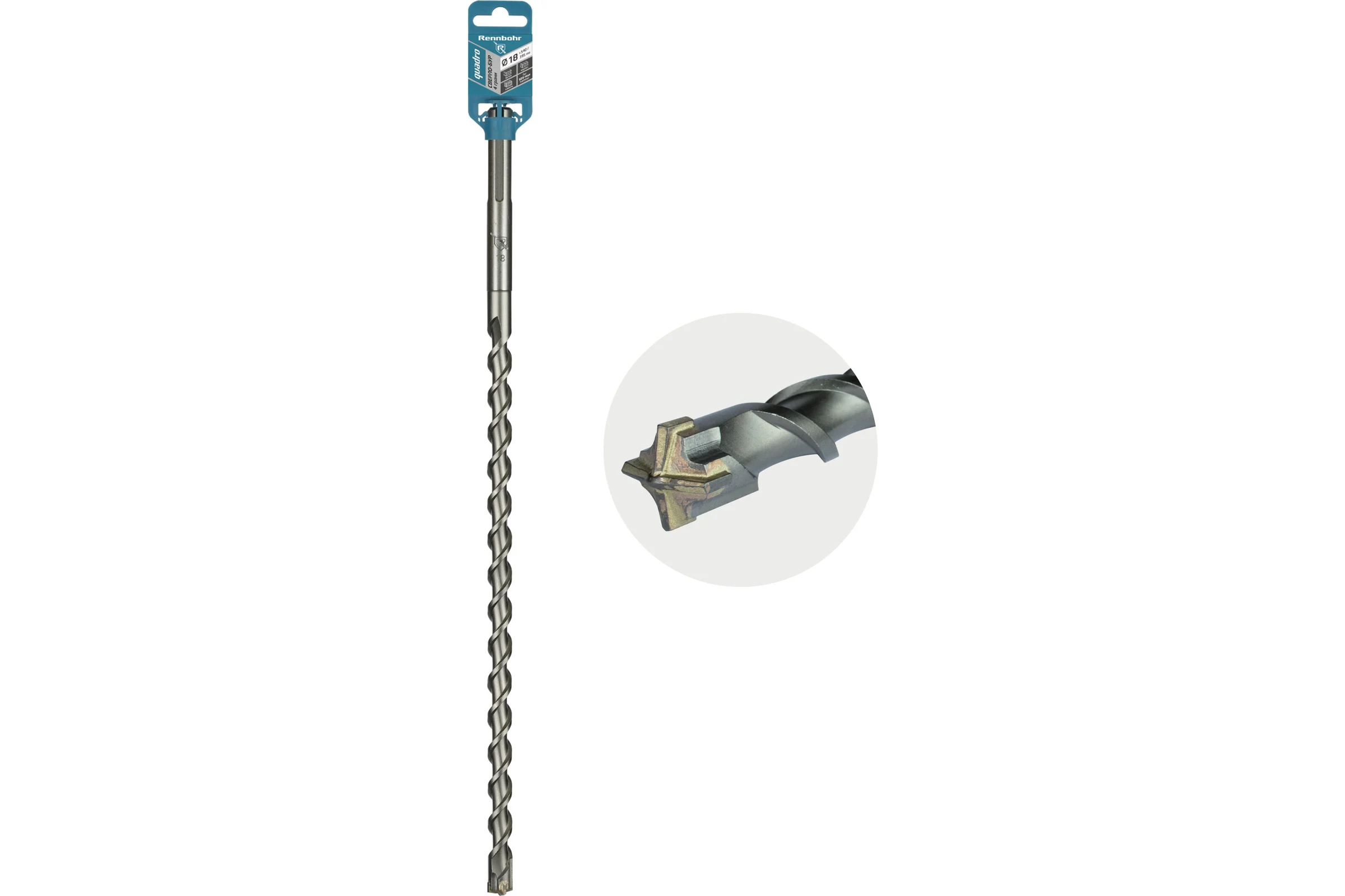Бур по бетону RENNBOHR Quadro SDS-Max 4 грани 18x540/395 мм 721854