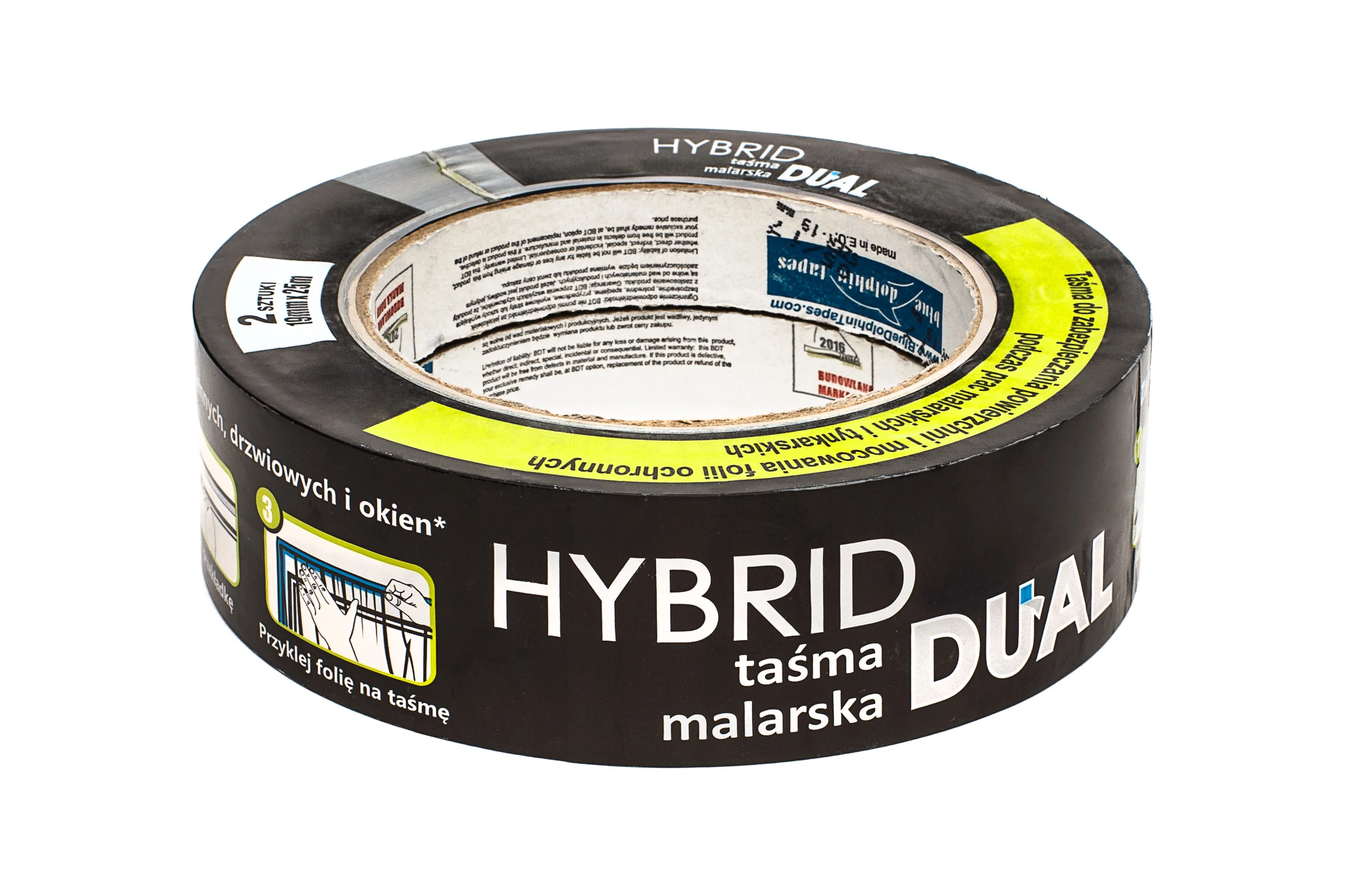 Двухсторонняя малярная лента Blue Dolphin Hybrid Dual, 19мм х 25м х 2шт. MHD27856