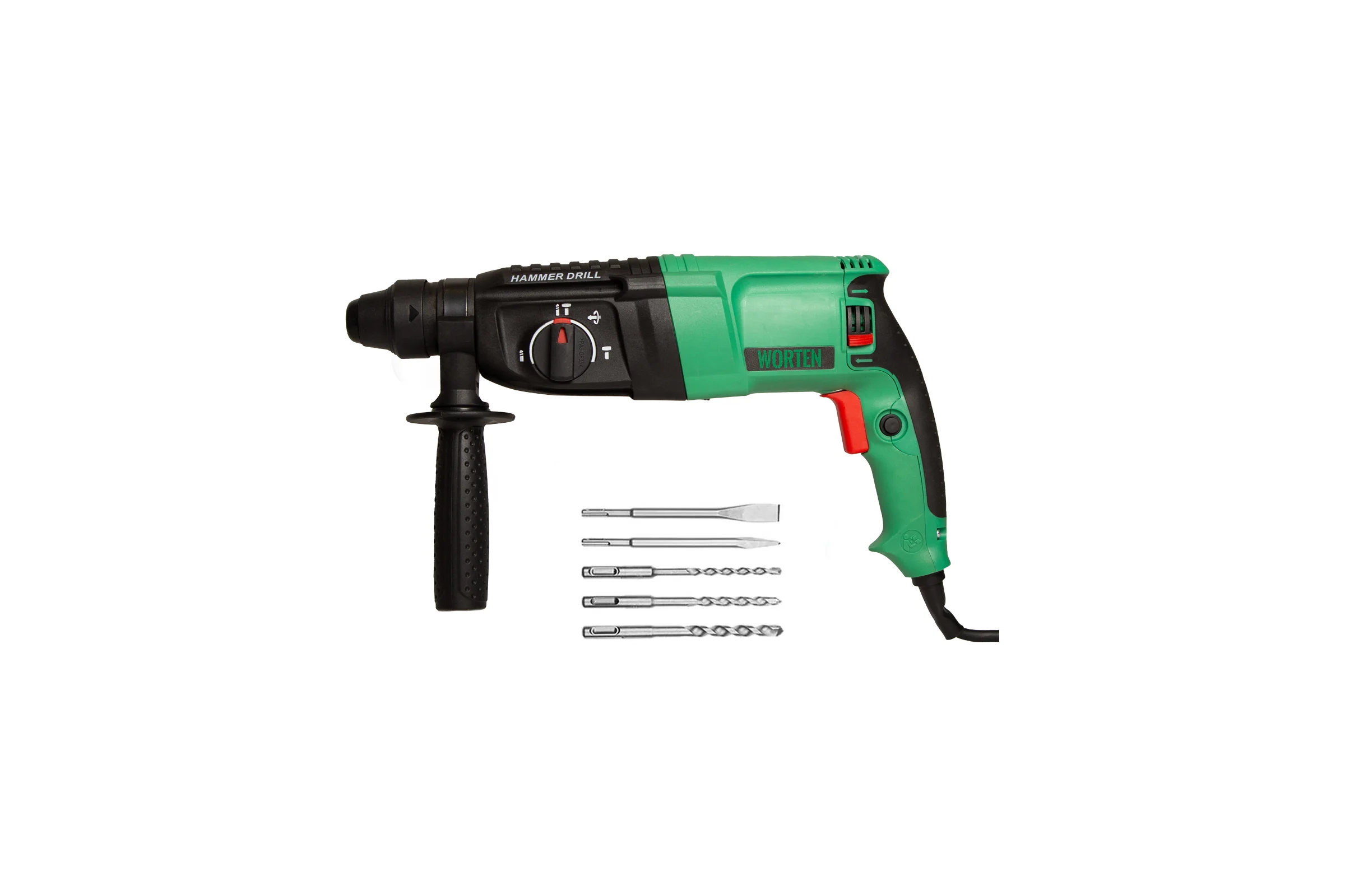 Перфоратор WORTEN SDS-plus, сетевой, 870W с набором 5 буров КА-90000340