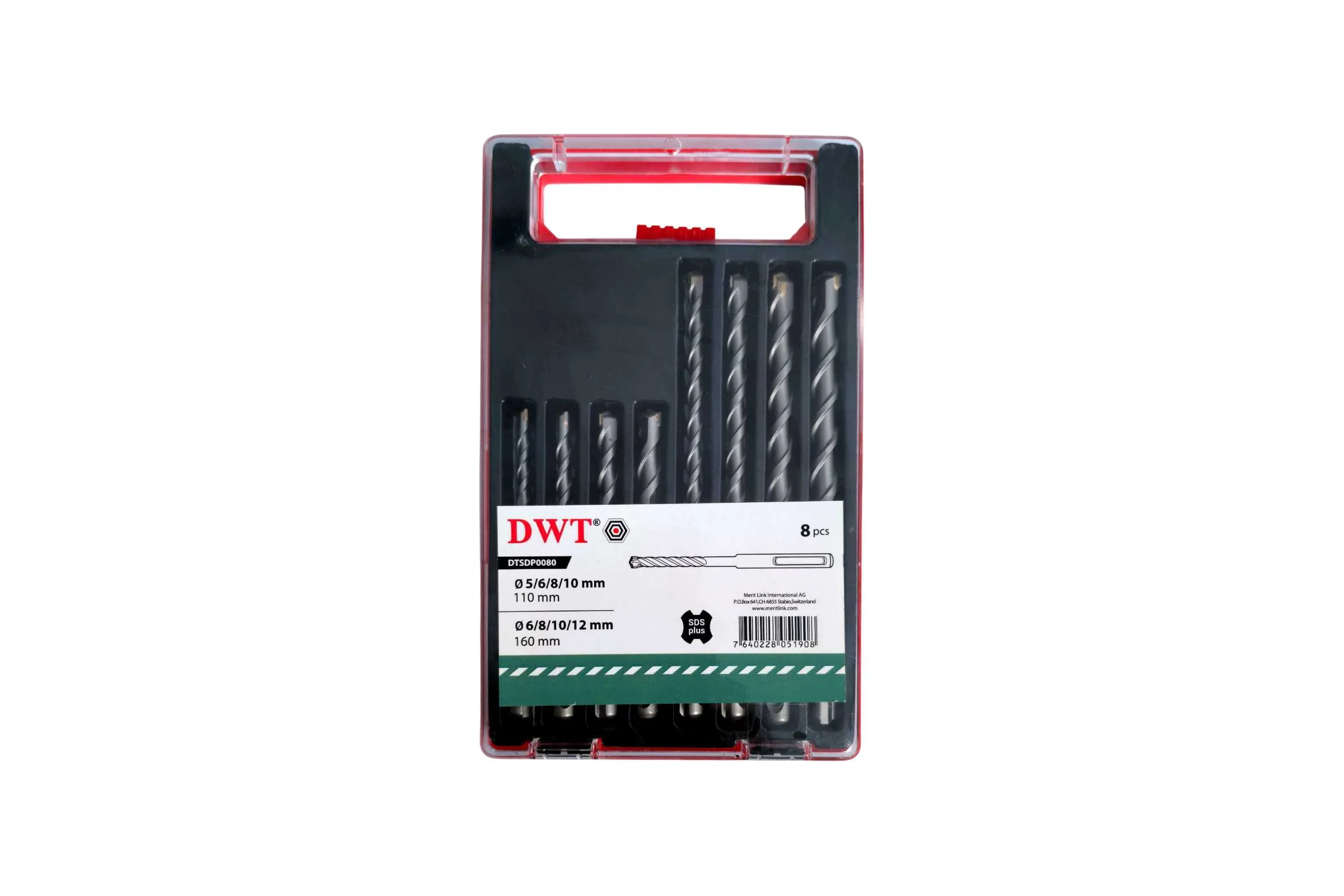 Набор буров DWT SDS+ 5/6/8/10x110, 6/8/10/12x160 мм, 40Cr+YG8C DTSDP0080