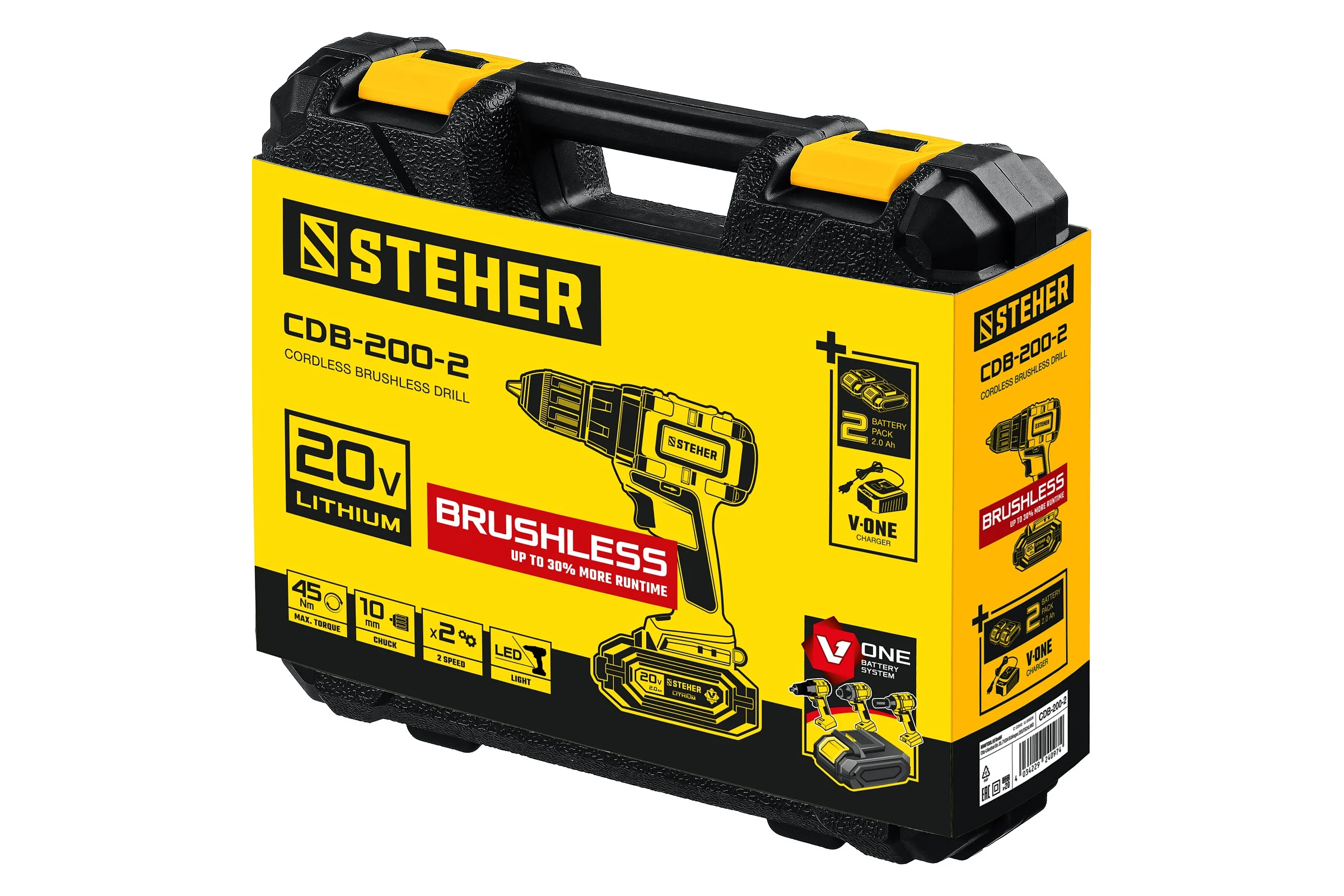 Бесщеточная дрель-шуруповерт STEHER CDB-200-2