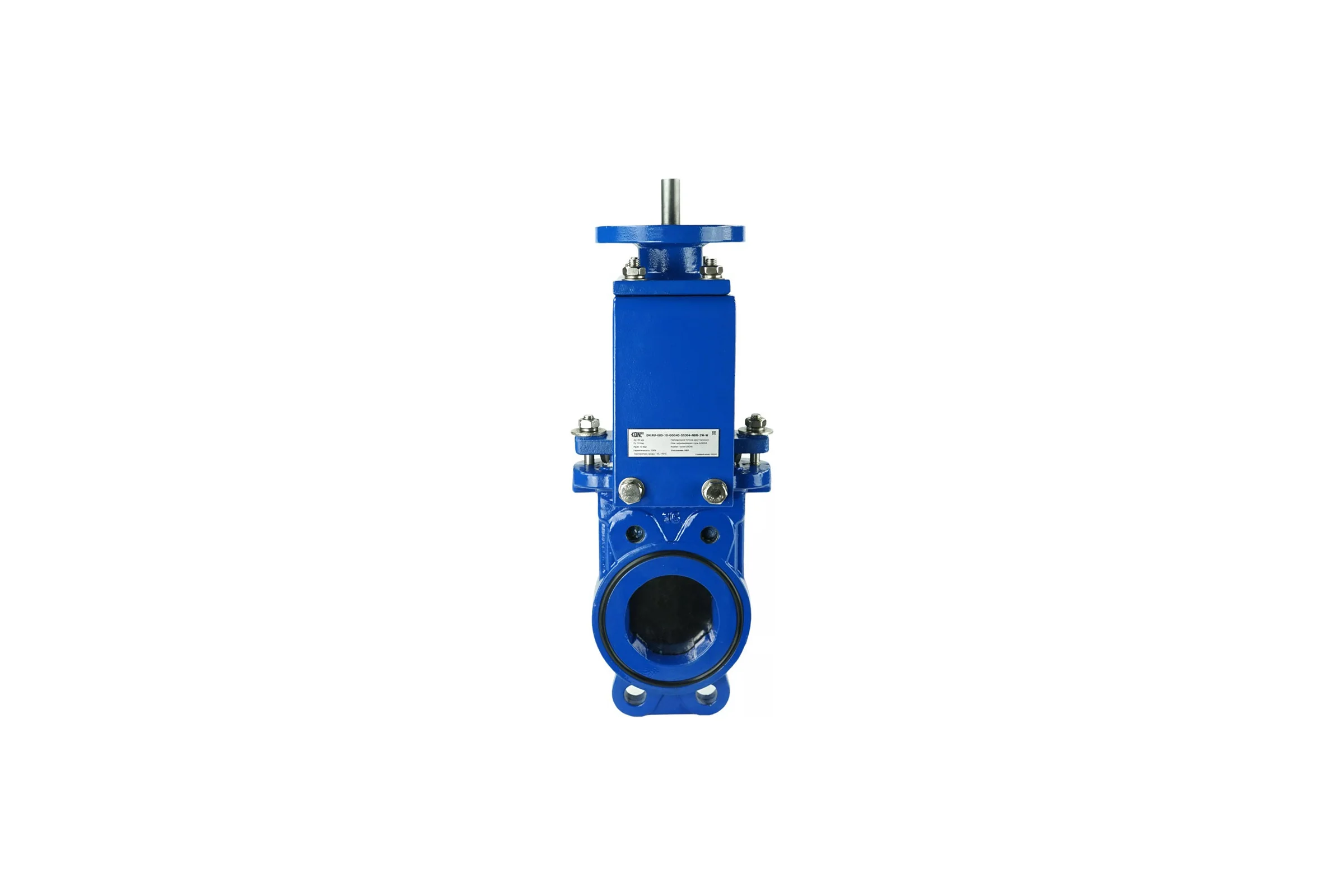 Задвижка шиберная DN.ru GGG40-SS304-NBR-2W-ISO Ду80 Ру10 с голым штоком и ISO-фланцем D040-03151