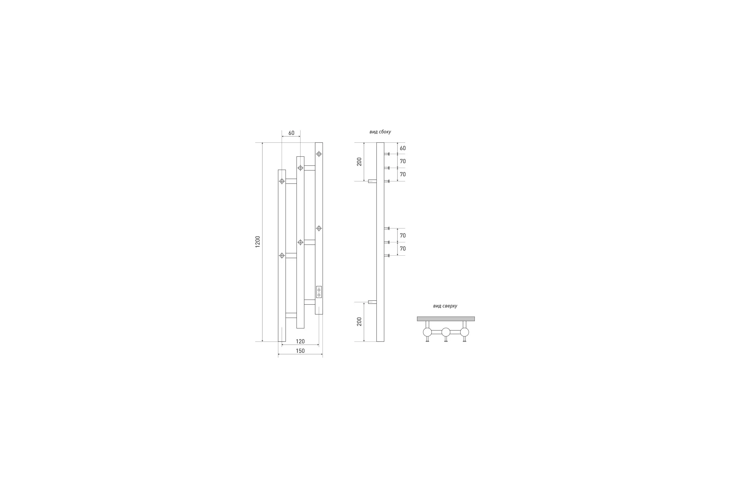 Полотенцесушитель электрический Melodia della vita Blues Cascade Ferrum 120х15, П3, 6 крючков, черный MTRBCF12015bk 22637