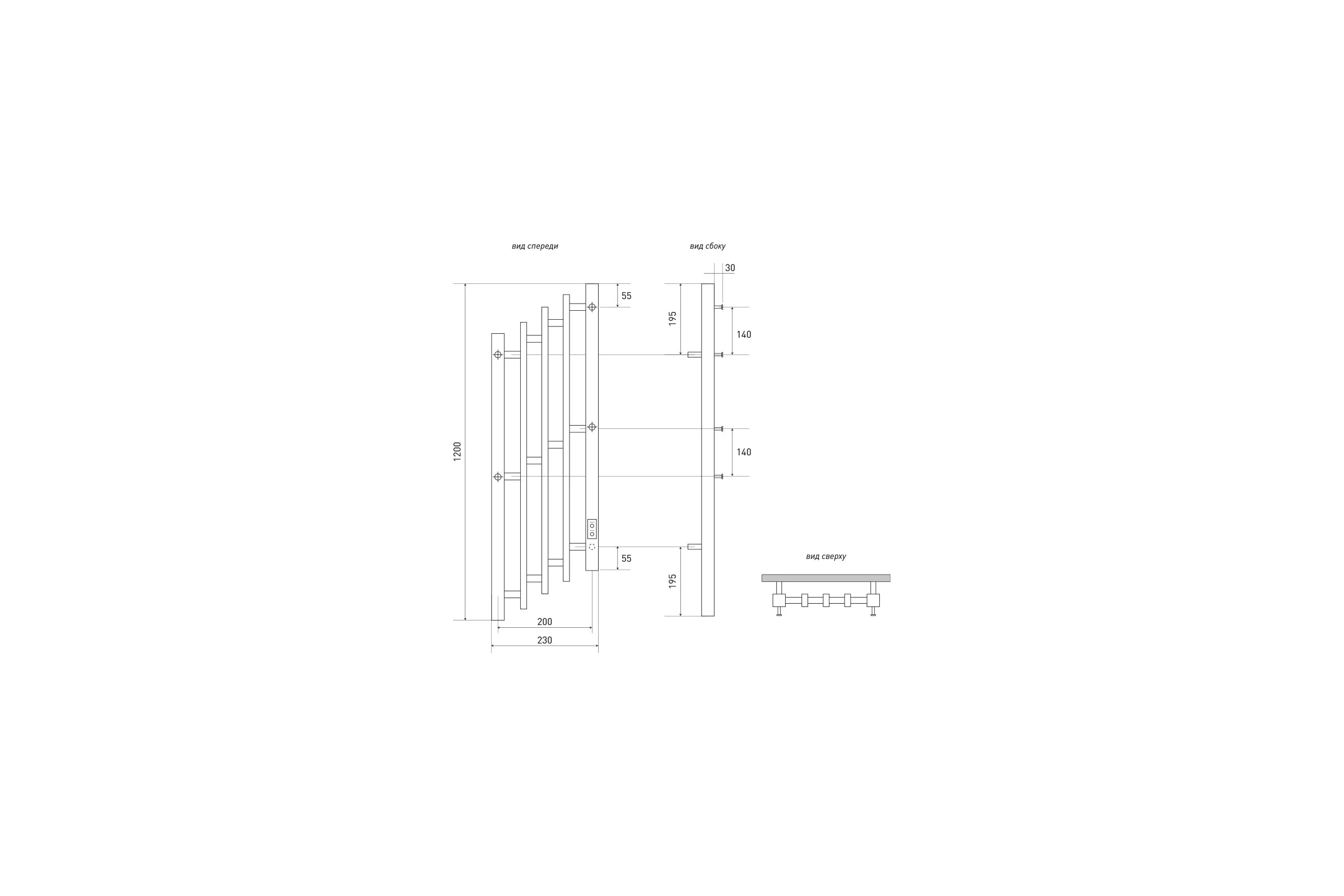 Полотенцесушитель электрический Melodia della vita Desire Cascade Ferrum 120х23, П5, 4 крючка, графит MTRDCF12023gt 22653