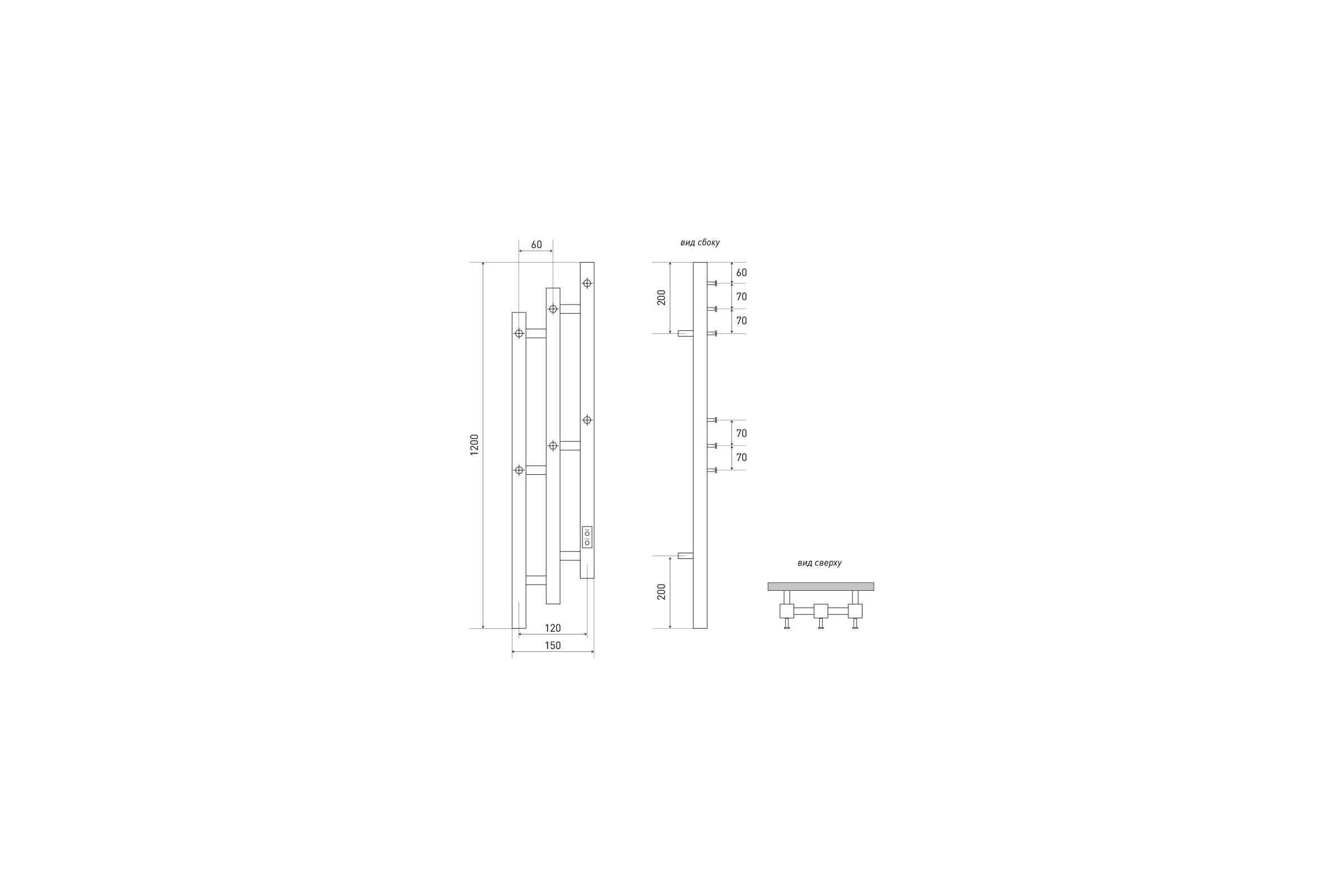 Полотенцесушитель электрический Melodia della vita Etude Cascade Ferrum 120х15, П3, 6 крючков черный MTRECF12015bk 22645