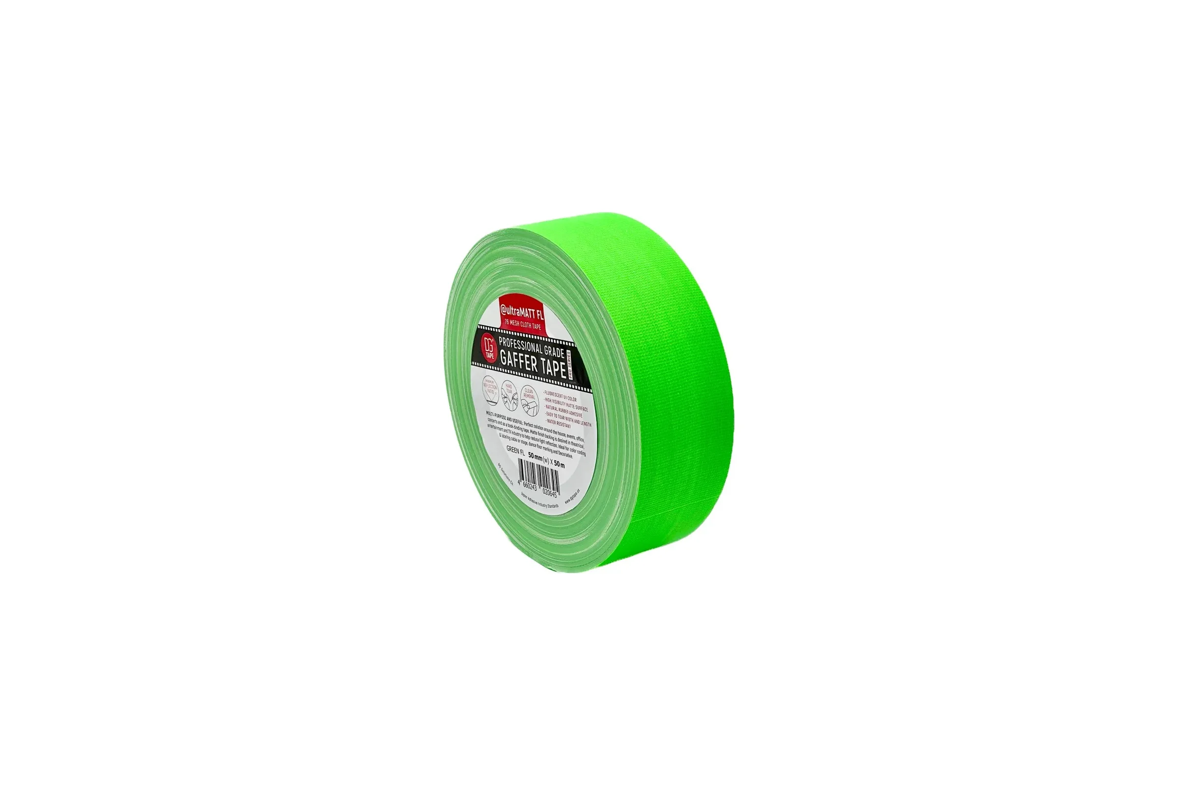 Клейкая лента DGTAPE ultraMATT - Гаффа тейп 50мм/50м - Зеленый (светится в ультрафиолете) UMF50/50/G