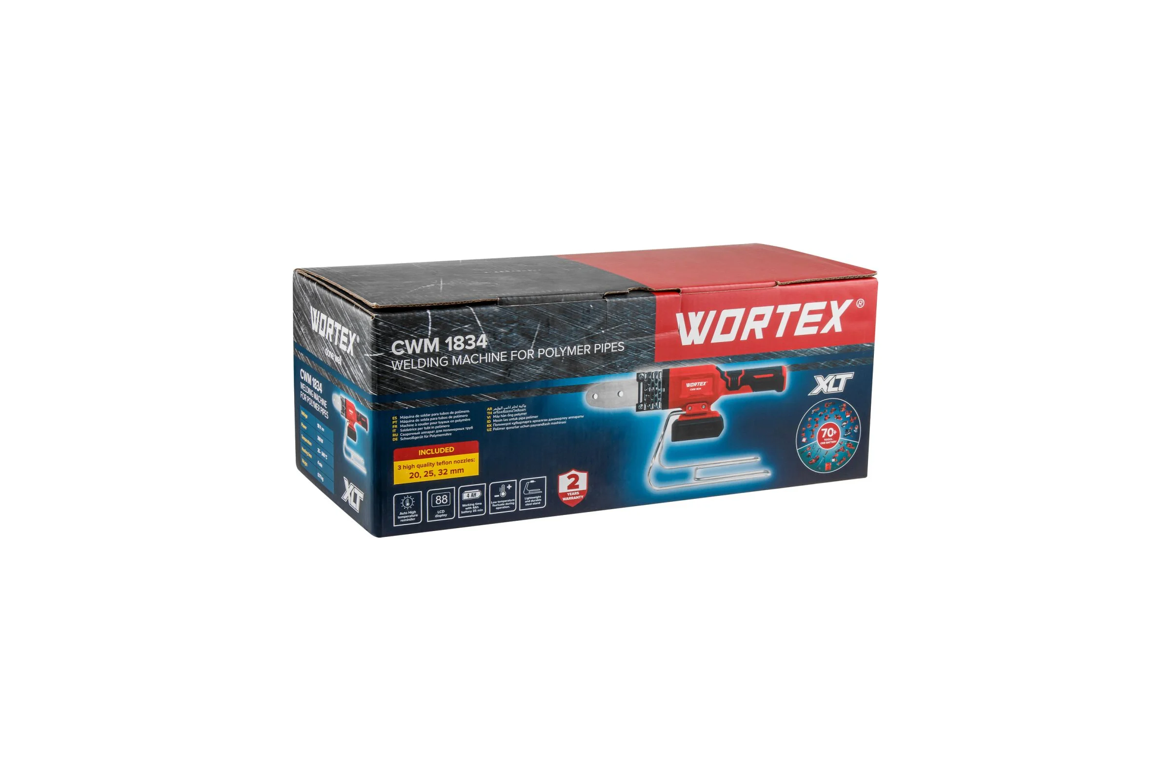 Аккумуляторный сварочный аппарат для полимерных труб WORTEX CWM 1834 ALL1 XLT SOLO + 3 насадки 1304746