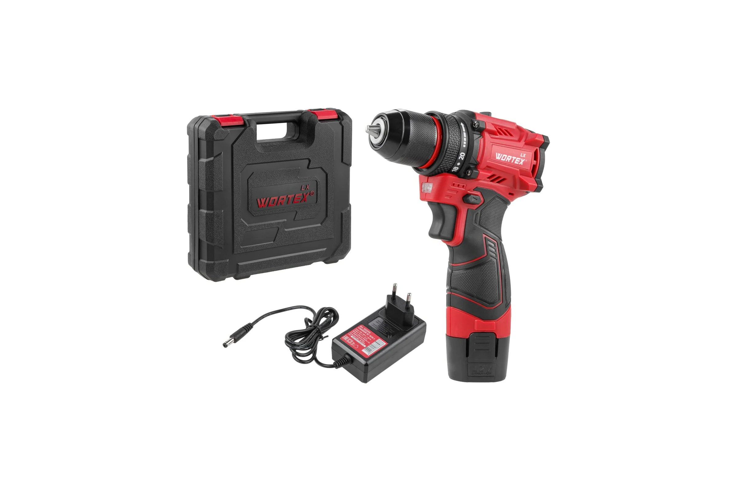 Аккумуляторная бесщеточная дрель-шуруповерт WORTEX LX BD 1215-1 Li 12В, 30 Нм, 1.5 Ач акб, патрон 10 мм, 1333698
