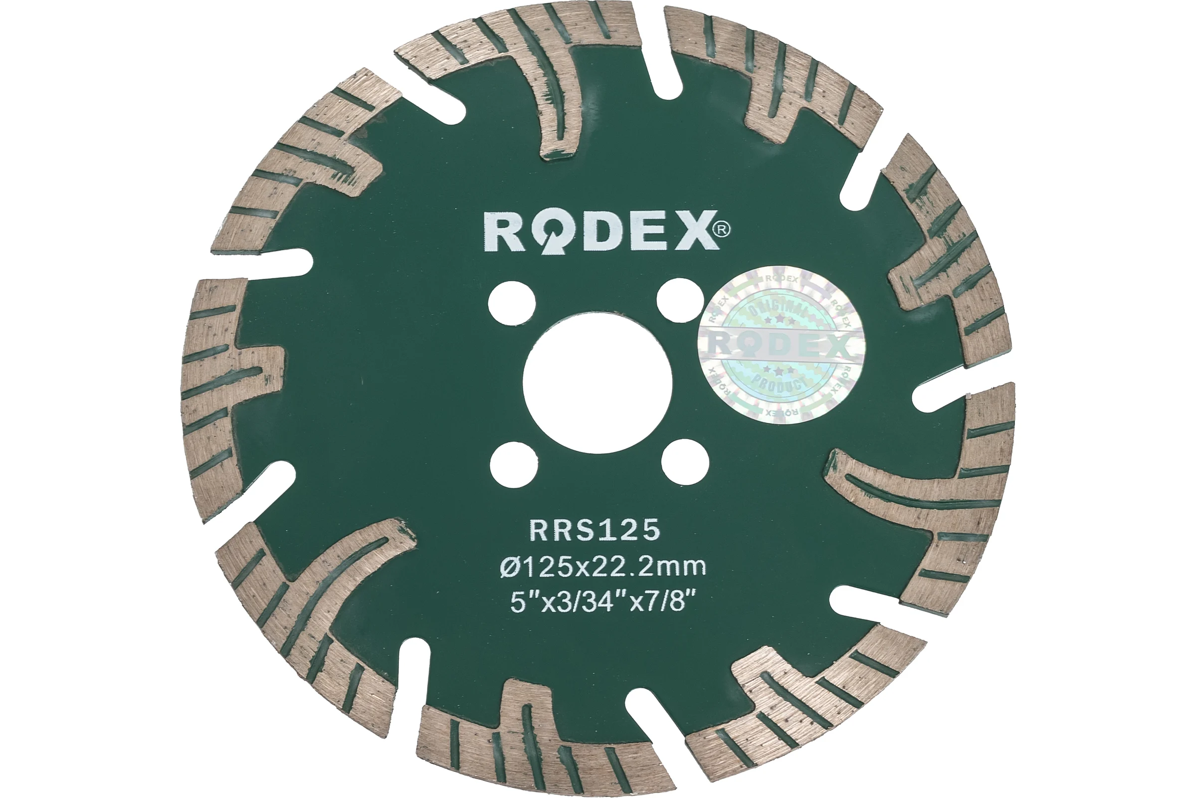 Алмазный турбодиск отрезной с длинными сегментами RODEX 125х22.2 мм RRS125