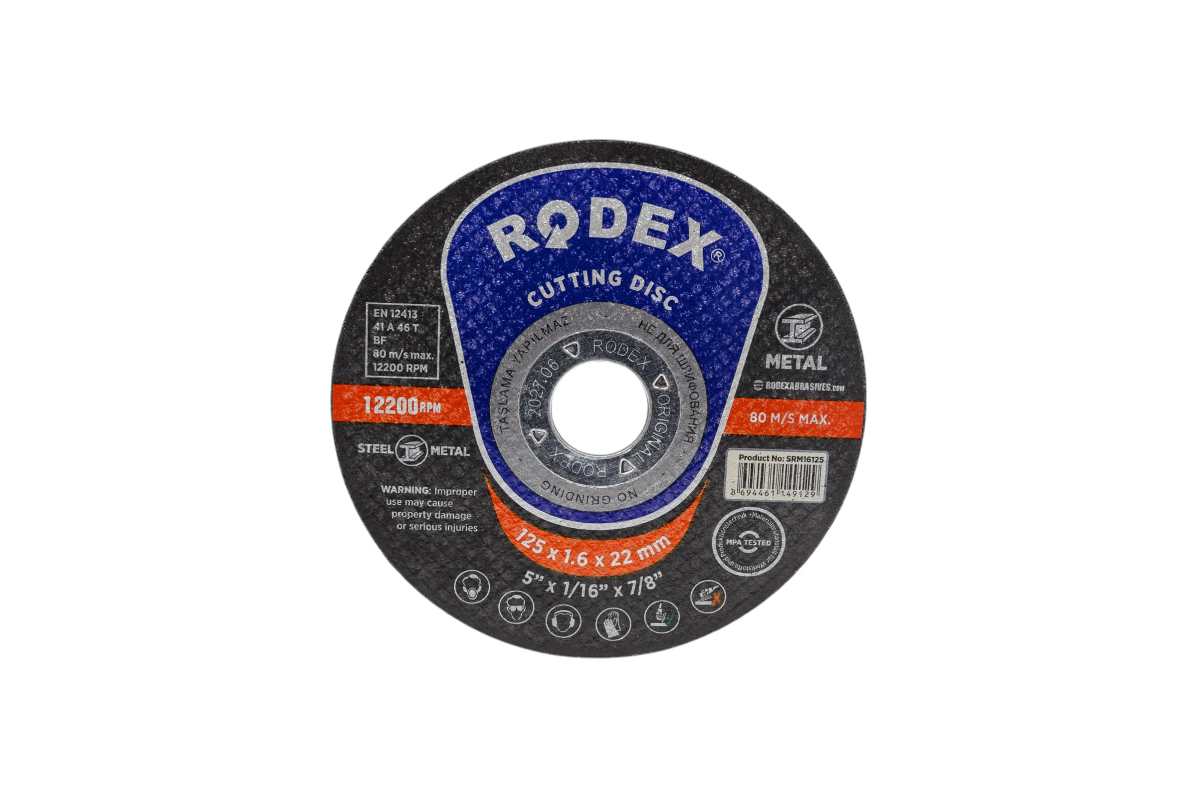 Отрезной круг по металлу RODEX 125x1.6x22 мм SRM16125