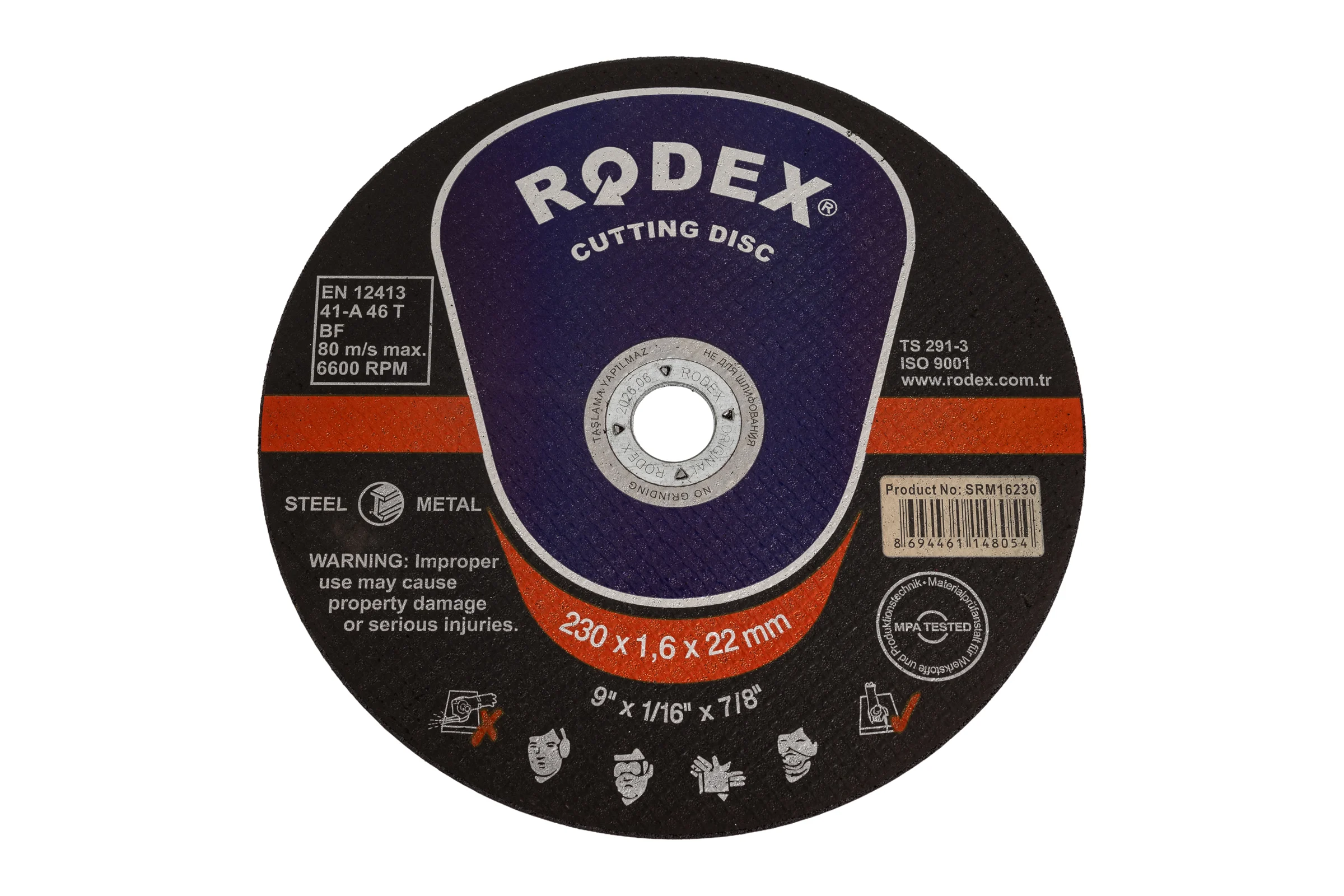 Отрезной круг по металлу RODEX 230x1.6x22 мм SRM16230