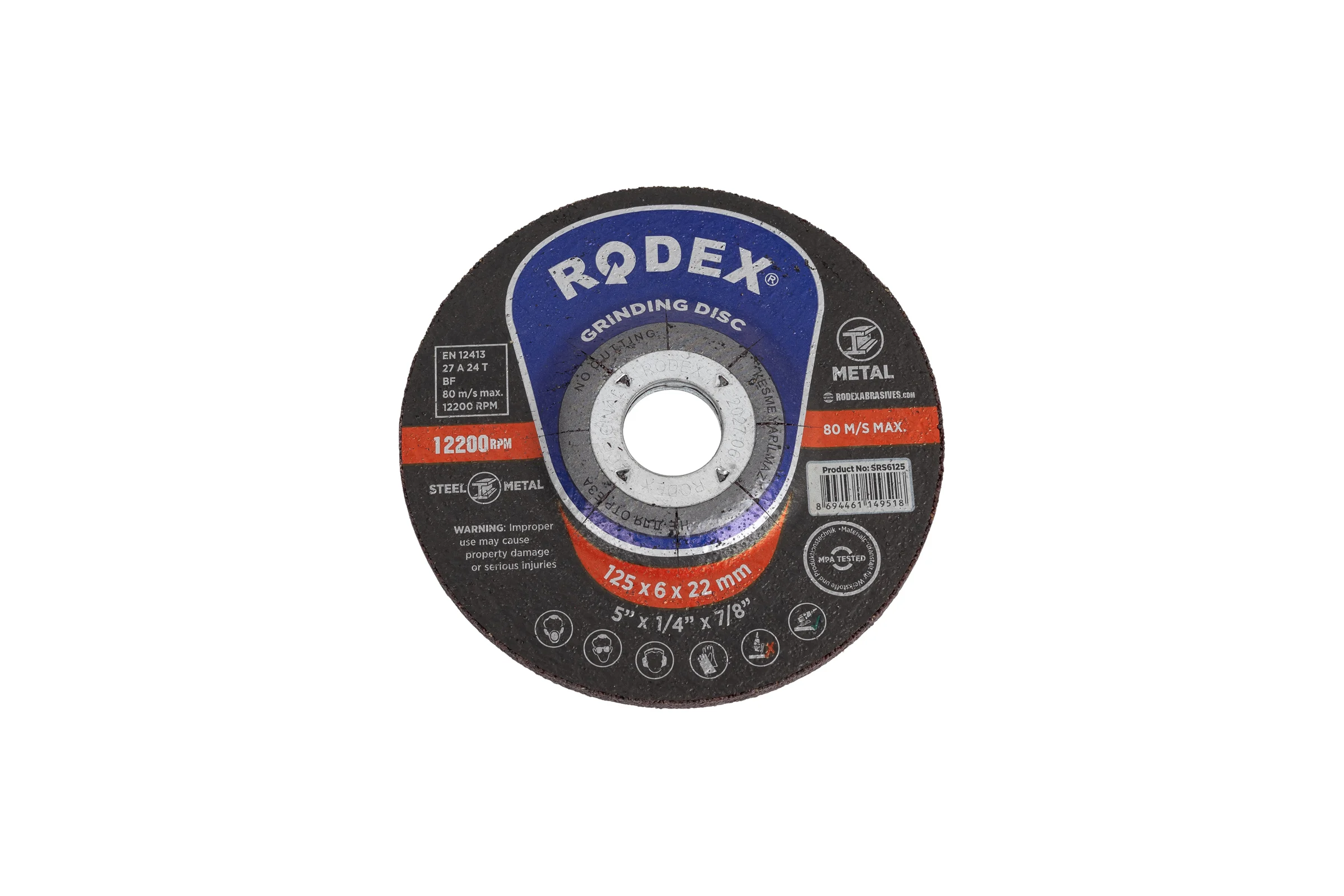 Шлифовальный диск по металлу RODEX 125x6х22 мм SRS6125