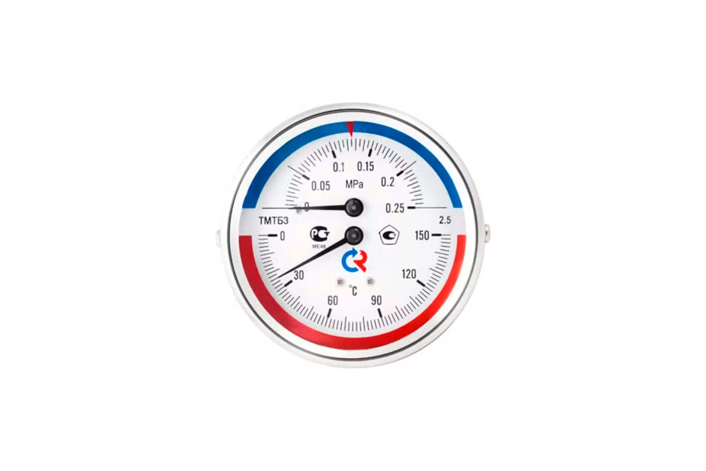 Термоманометр РОСМА ТМТБ-31T.1 (0-150С) (0-0.6МПа) ДК80 L=46, G1/2, класс точности 2.5 D070-00548