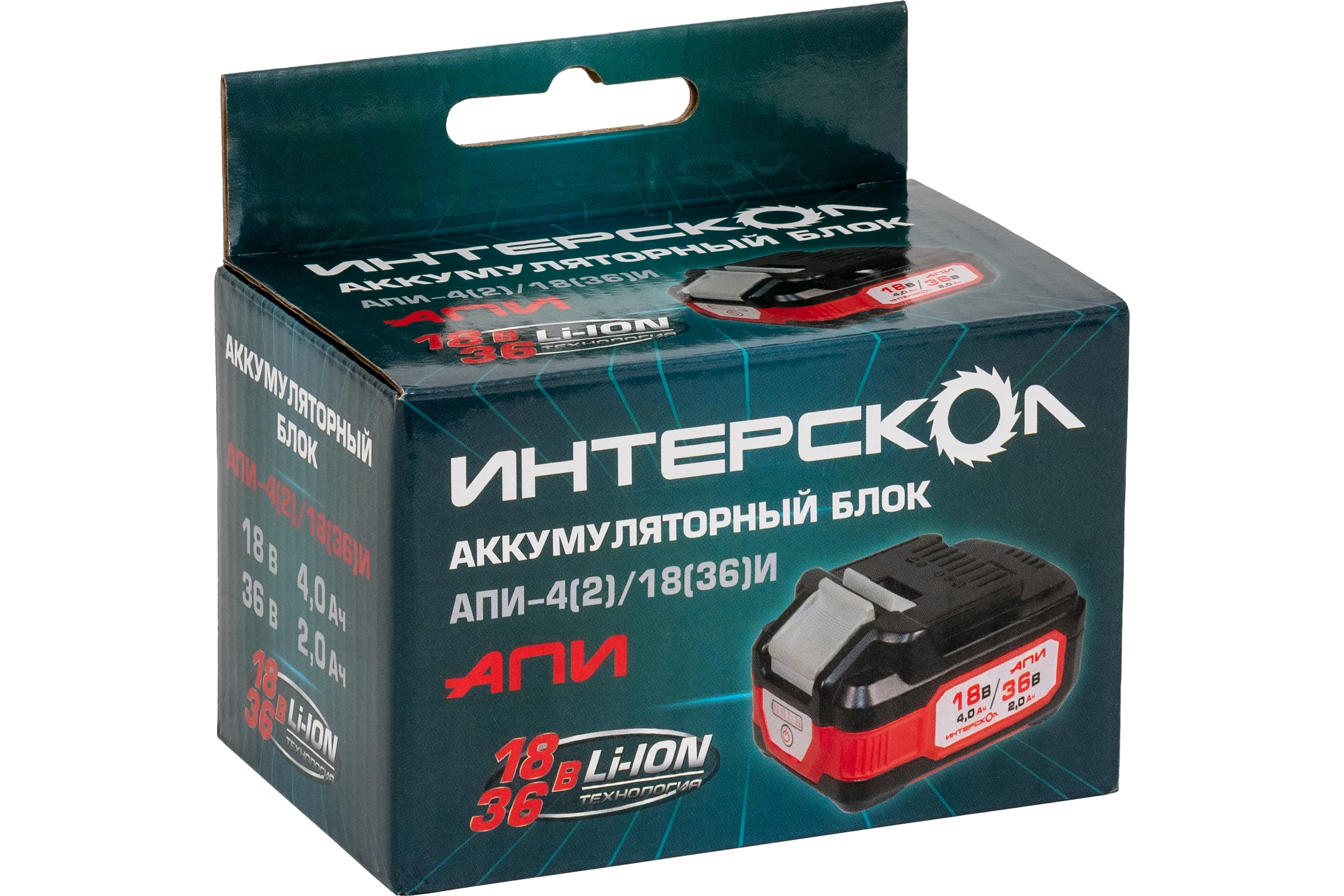 Аккумуляторный блок Интерскол АПИ-4(2)/18(36)И 4,0Ач 18В/2,0Ач 36В, Li-ion с индикатором 2400.204