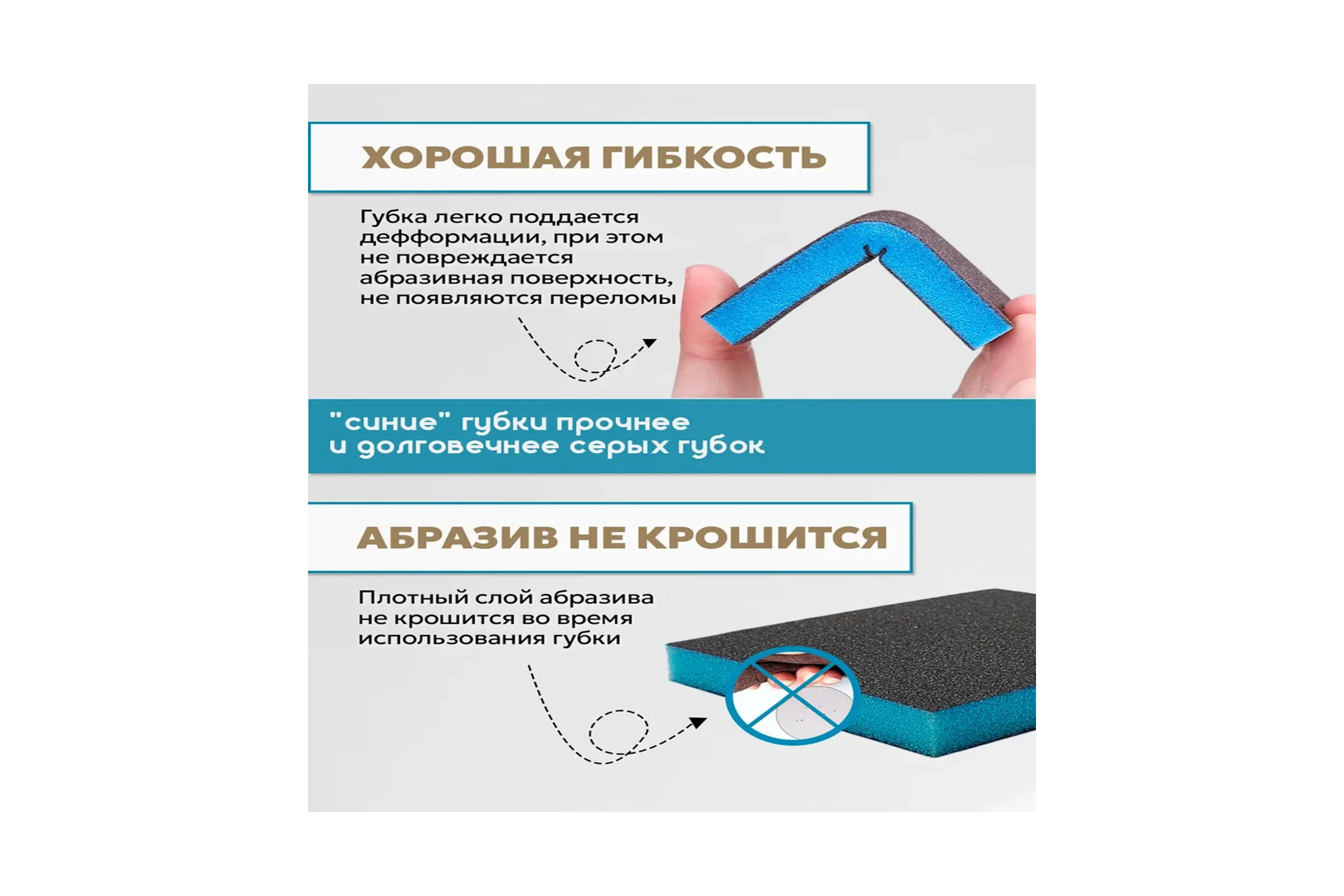 Губка для шлифования Vitatools P100, 120x100x12 мм BLUE66-P100-1