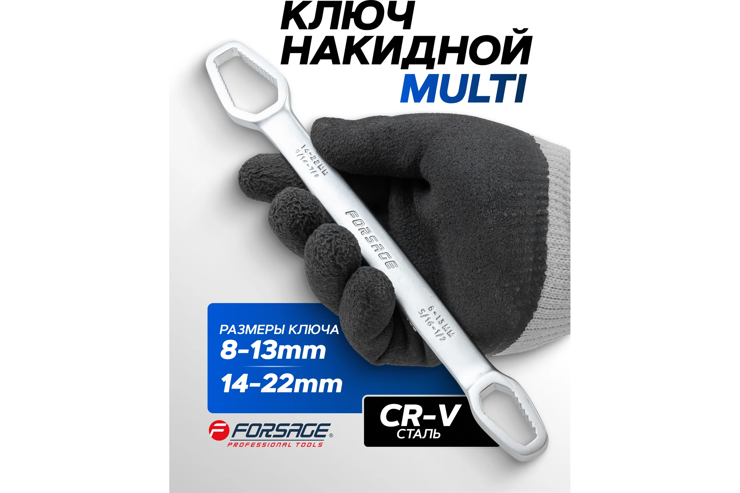 Ключ накидной Forsage Multi(8-13мм, 14-22мм), в блистере F-9E003(27292)