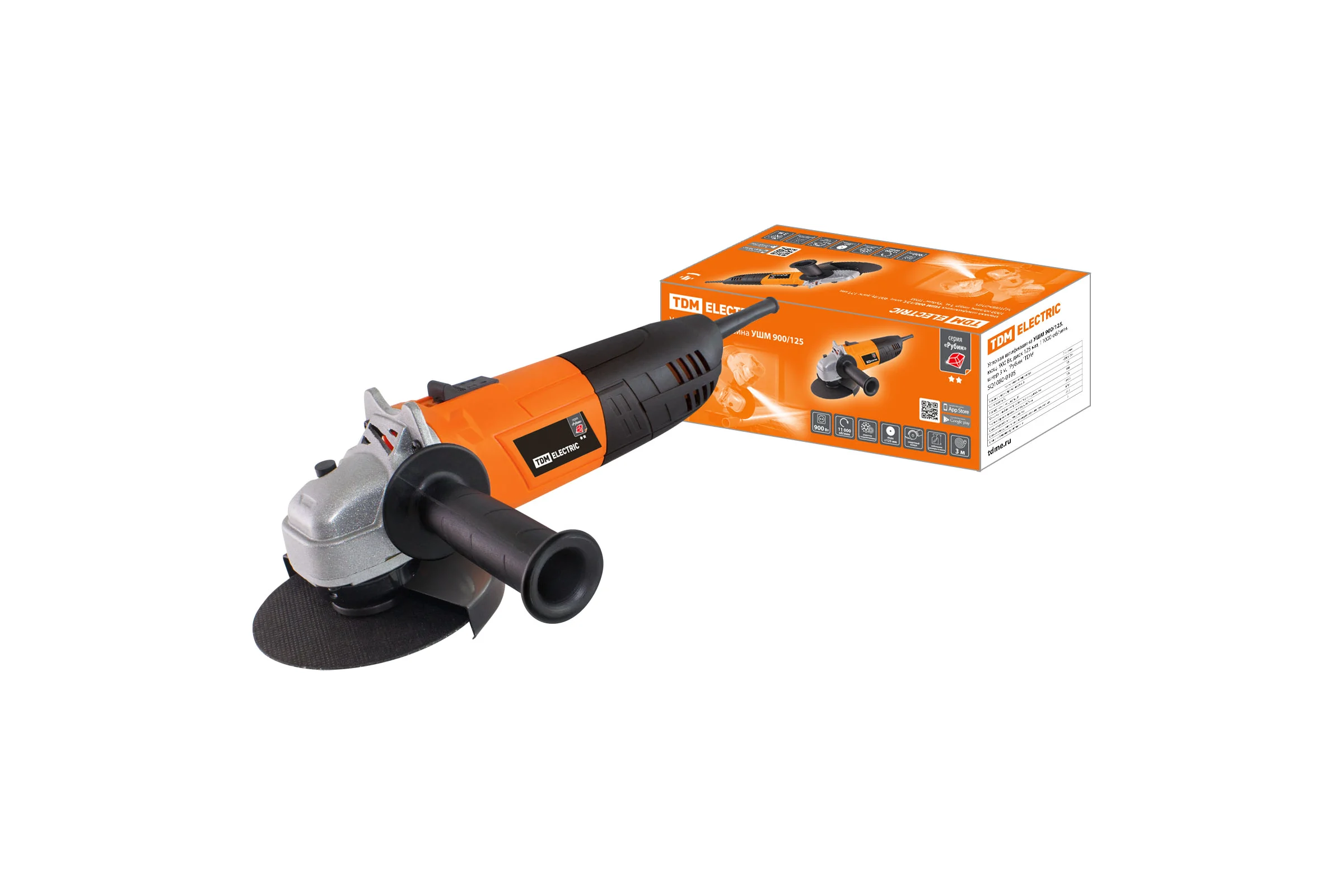 Угловая шлифмашина TDM ELECTRIC 900 Вт, диск 125 мм, 11000 об/мин Рубин SQ1080-0105
