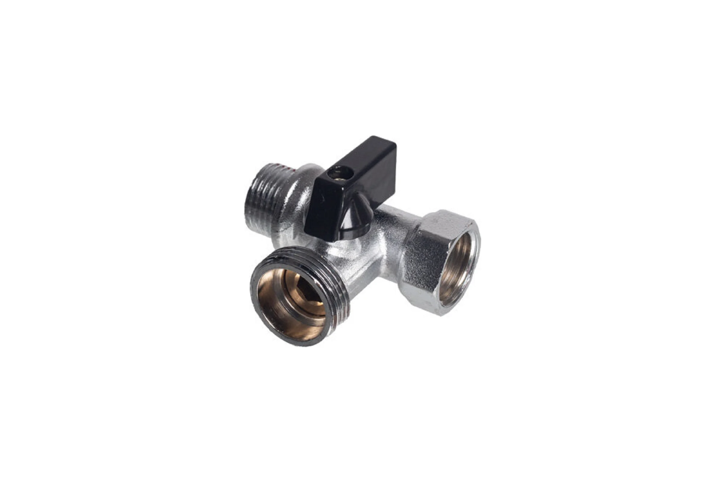 Кран шаровой для подключения сантехнических приборов KROMWELL 1/2 x 3/4 x 1/2 ВР-НР-НР KW.291.20405