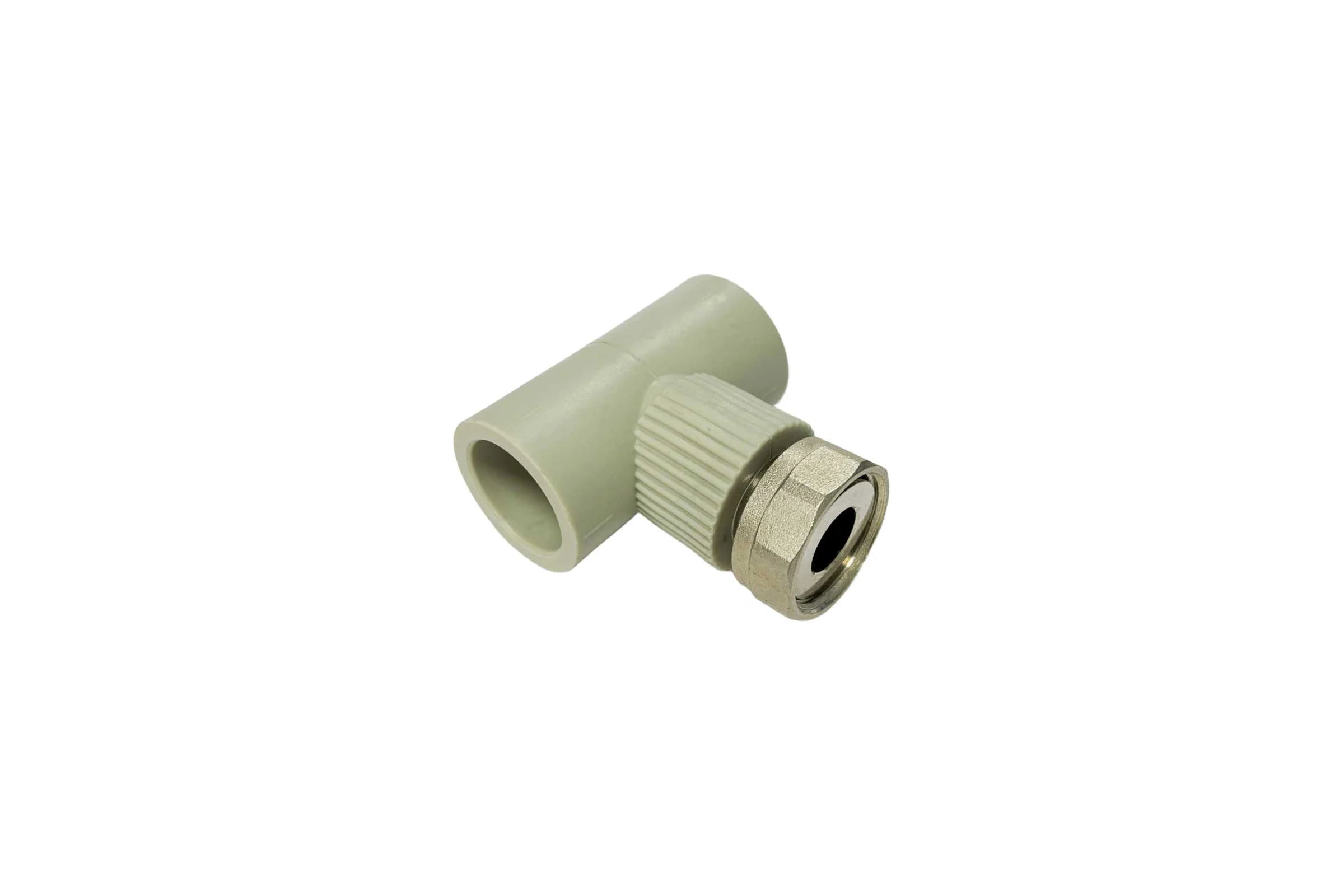 Тройник с накидной гайкой TEBO PPR, 25x1", серый 031040706