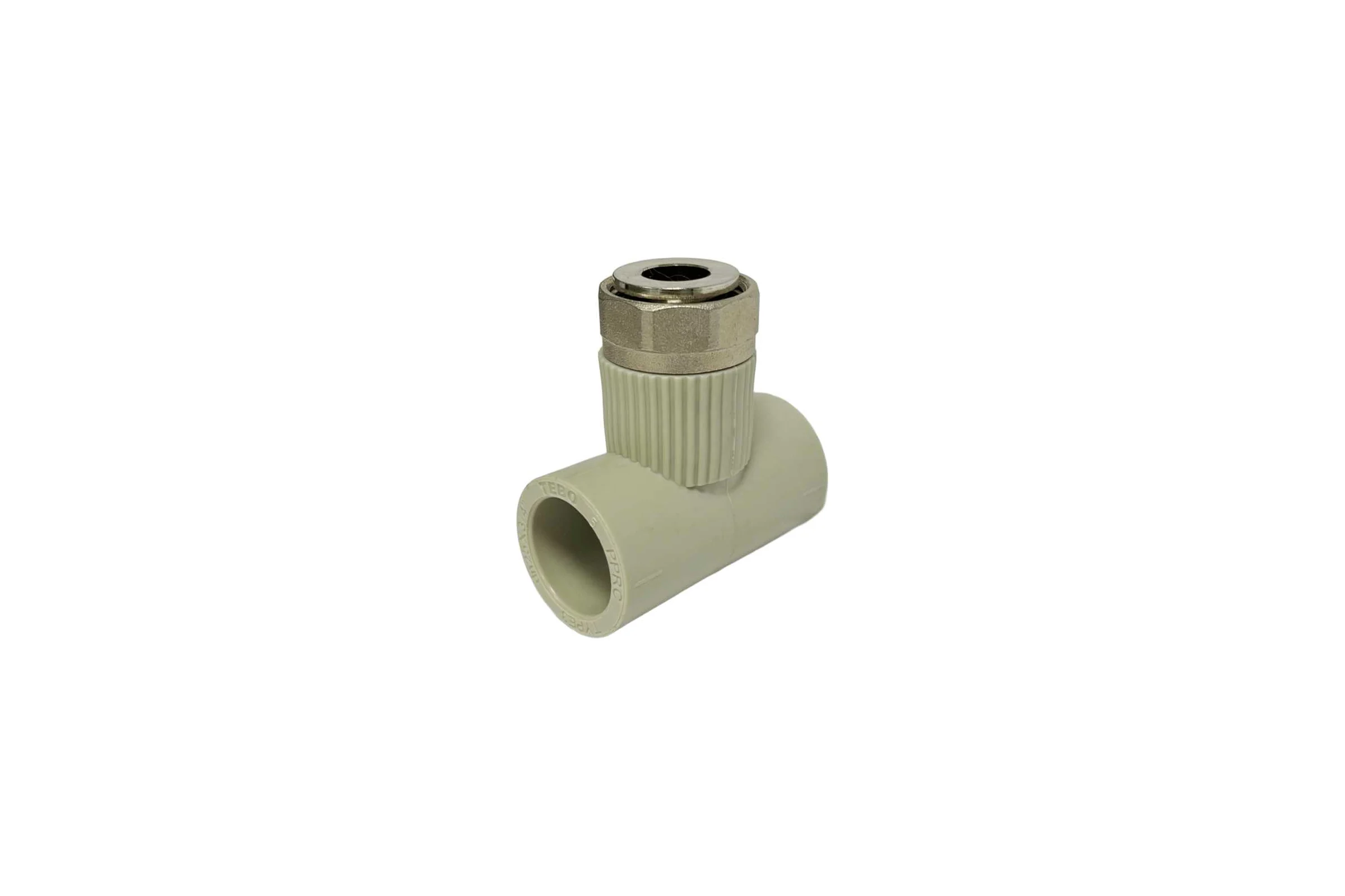 Тройник с накидной гайкой TEBO PPR, 25x1", серый 031040706